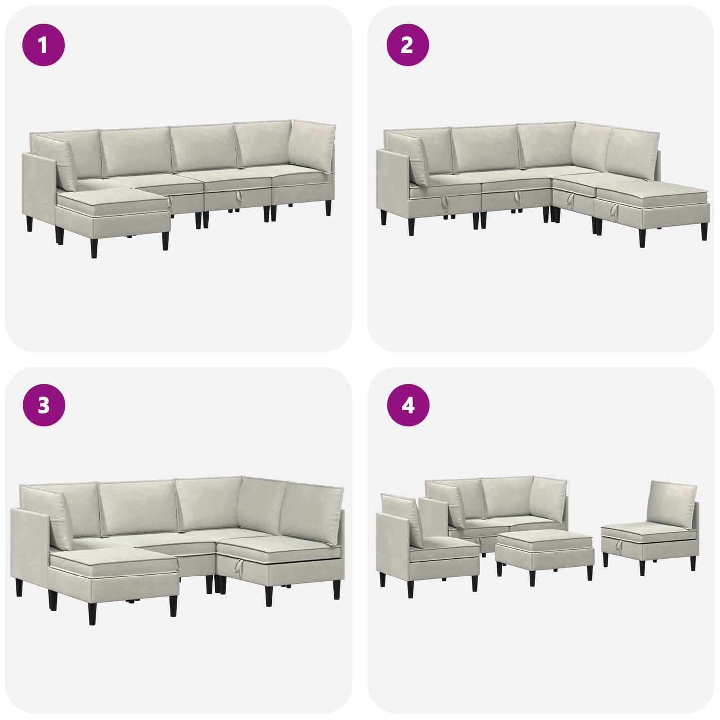 vidaXL Σετ Επίπλων Σαλονιού με μαξιλάρι 5 pcs Κρεμ Βελούδο