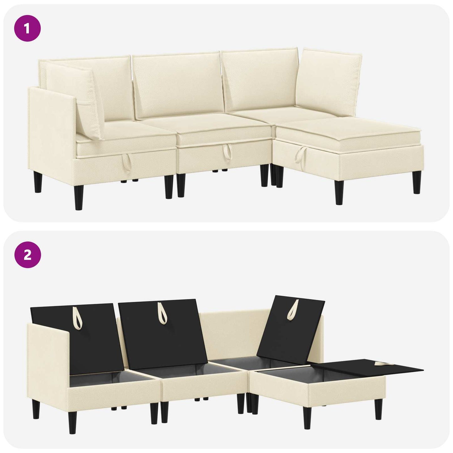 vidaXL Σετ Επίπλων Σαλονιού 4 pcs Κρεμ Ύφασμα