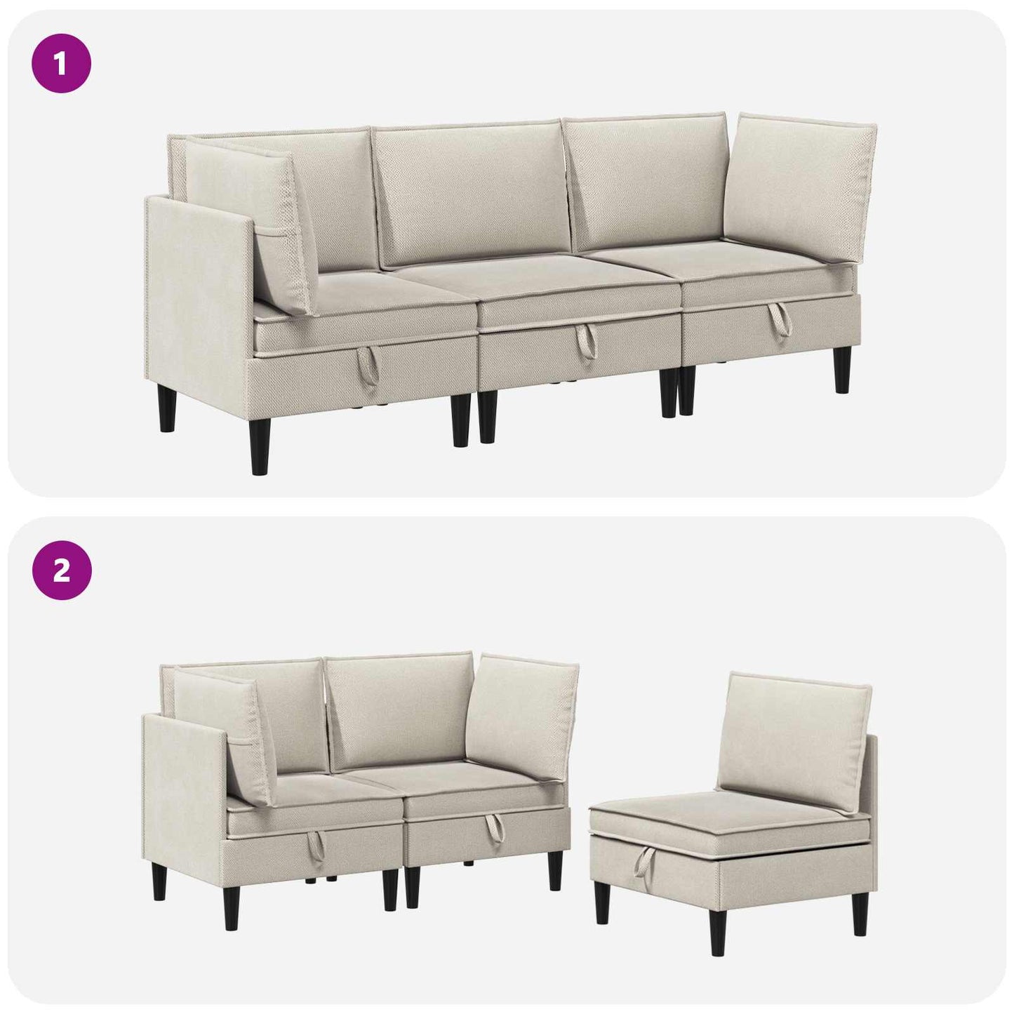 vidaXL Σετ Επίπλων Σαλονιού 3 pcs Βρώμη Ύφασμα