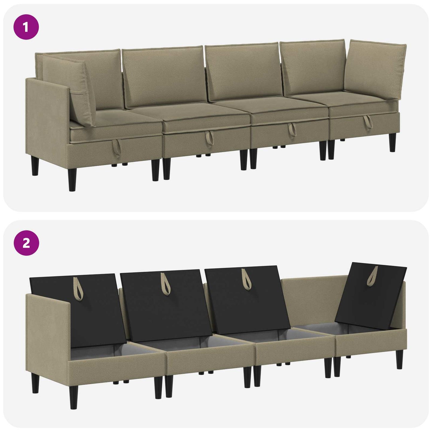 vidaXL Σετ Επίπλων Σαλονιού 4 pcs Χακί Ύφασμα
