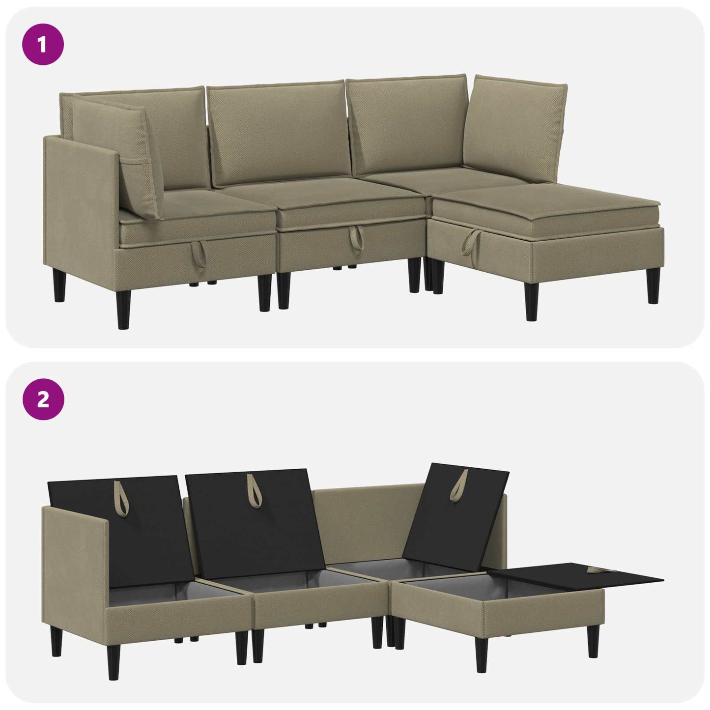 vidaXL Σετ Επίπλων Σαλονιού 4 pcs Χακί Ύφασμα