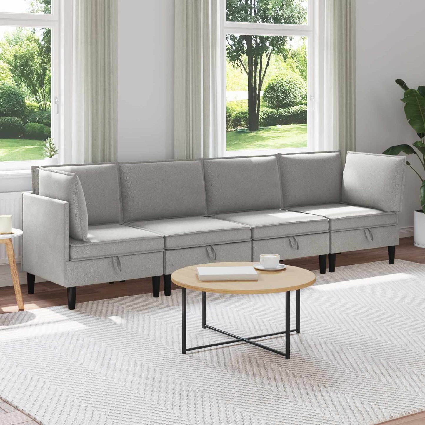 vidaXL Σετ Επίπλων Σαλονιού 4 pcs Ανοιχτό γκρι Ύφασμα