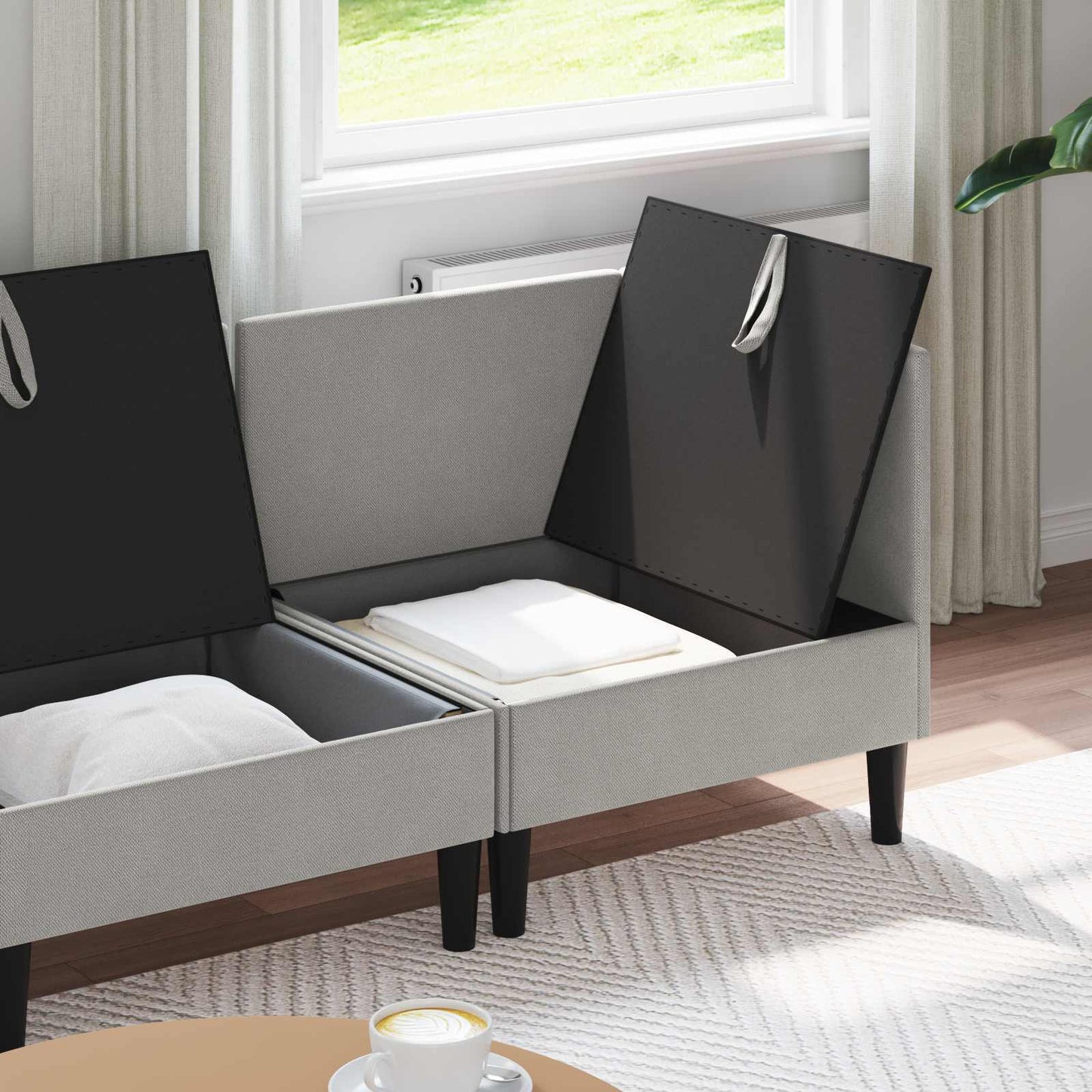 vidaXL Σετ Επίπλων Σαλονιού 4 pcs Ανοιχτό γκρι Ύφασμα