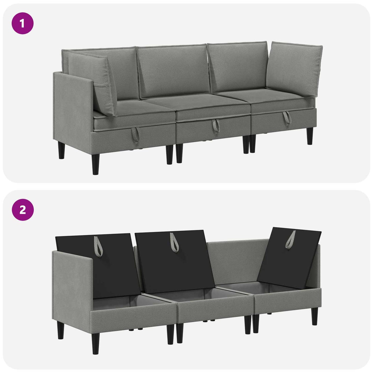 vidaXL Σετ Επίπλων Σαλονιού 3 pcs Σκούρο γκρι Ύφασμα