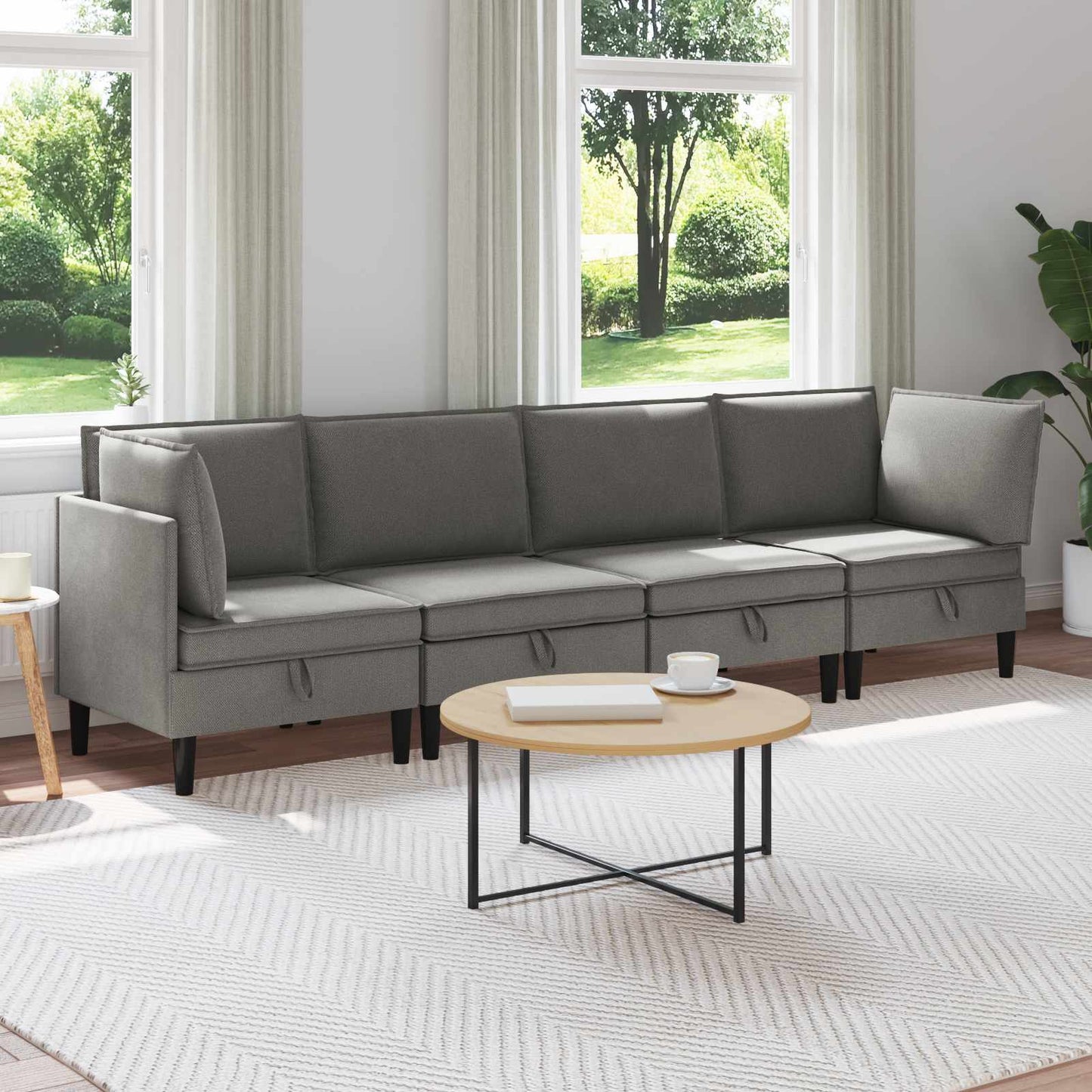 vidaXL Σετ Επίπλων Σαλονιού 4 pcs Σκούρο γκρι Ύφασμα