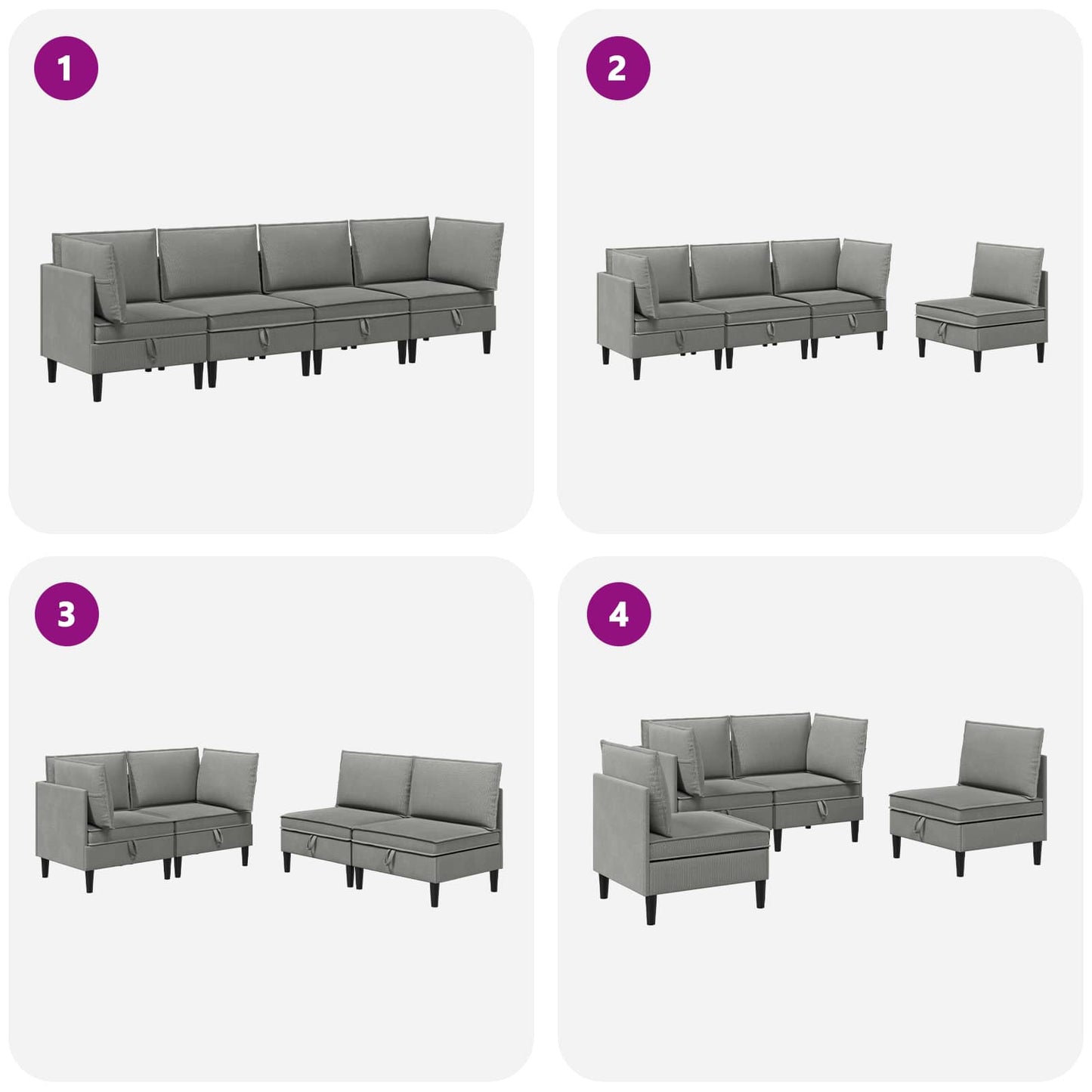vidaXL Σετ Επίπλων Σαλονιού 4 pcs Σκούρο γκρι Ύφασμα