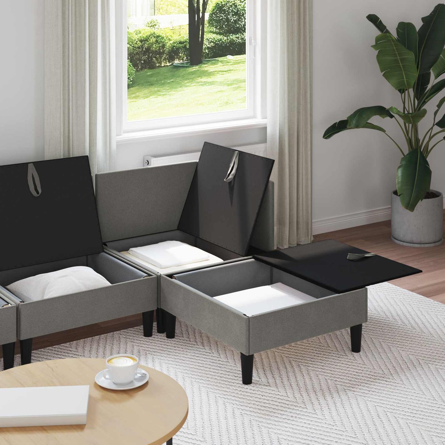 vidaXL Σετ Επίπλων Σαλονιού 4 pcs Σκούρο γκρι Ύφασμα