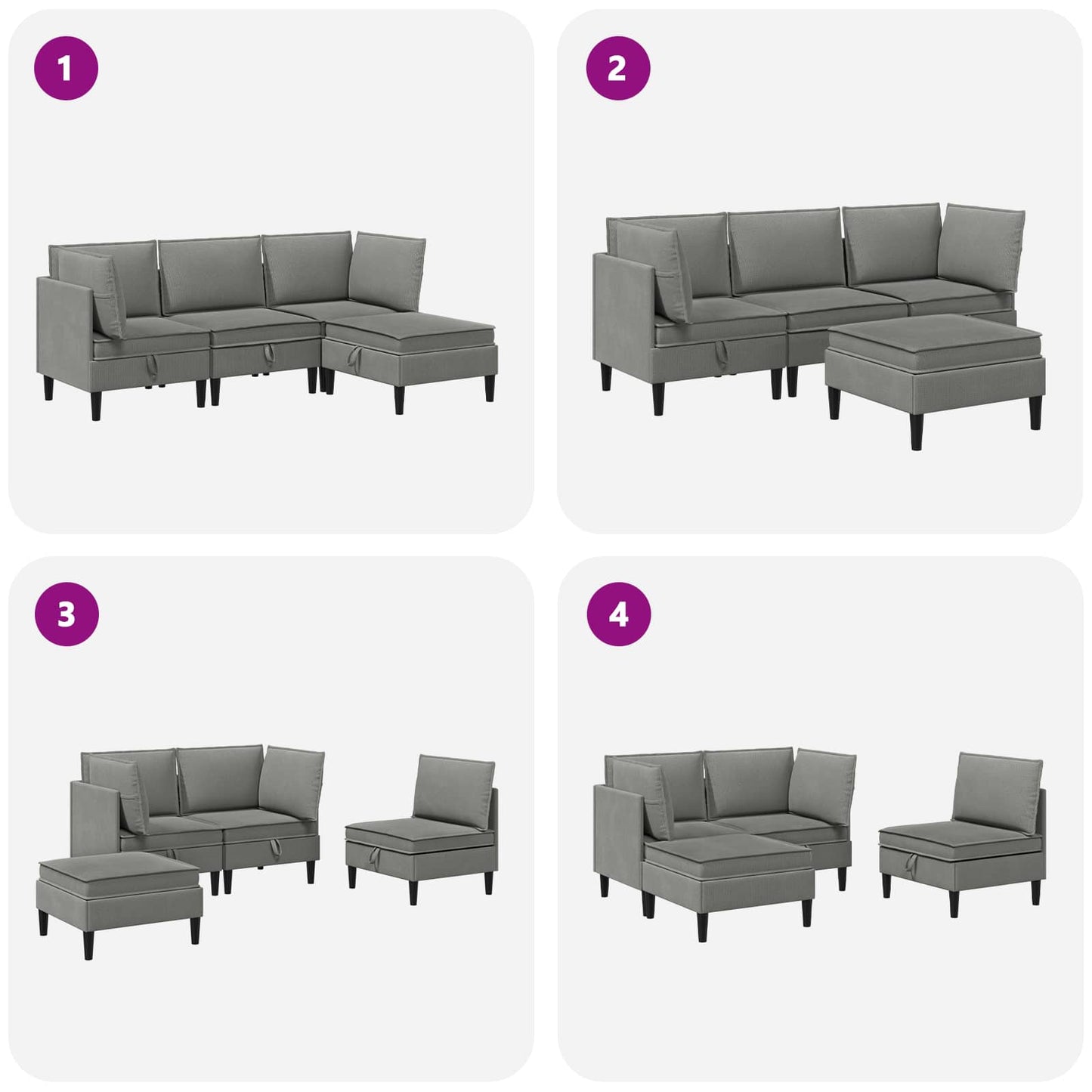 vidaXL Σετ Επίπλων Σαλονιού 4 pcs Σκούρο γκρι Ύφασμα