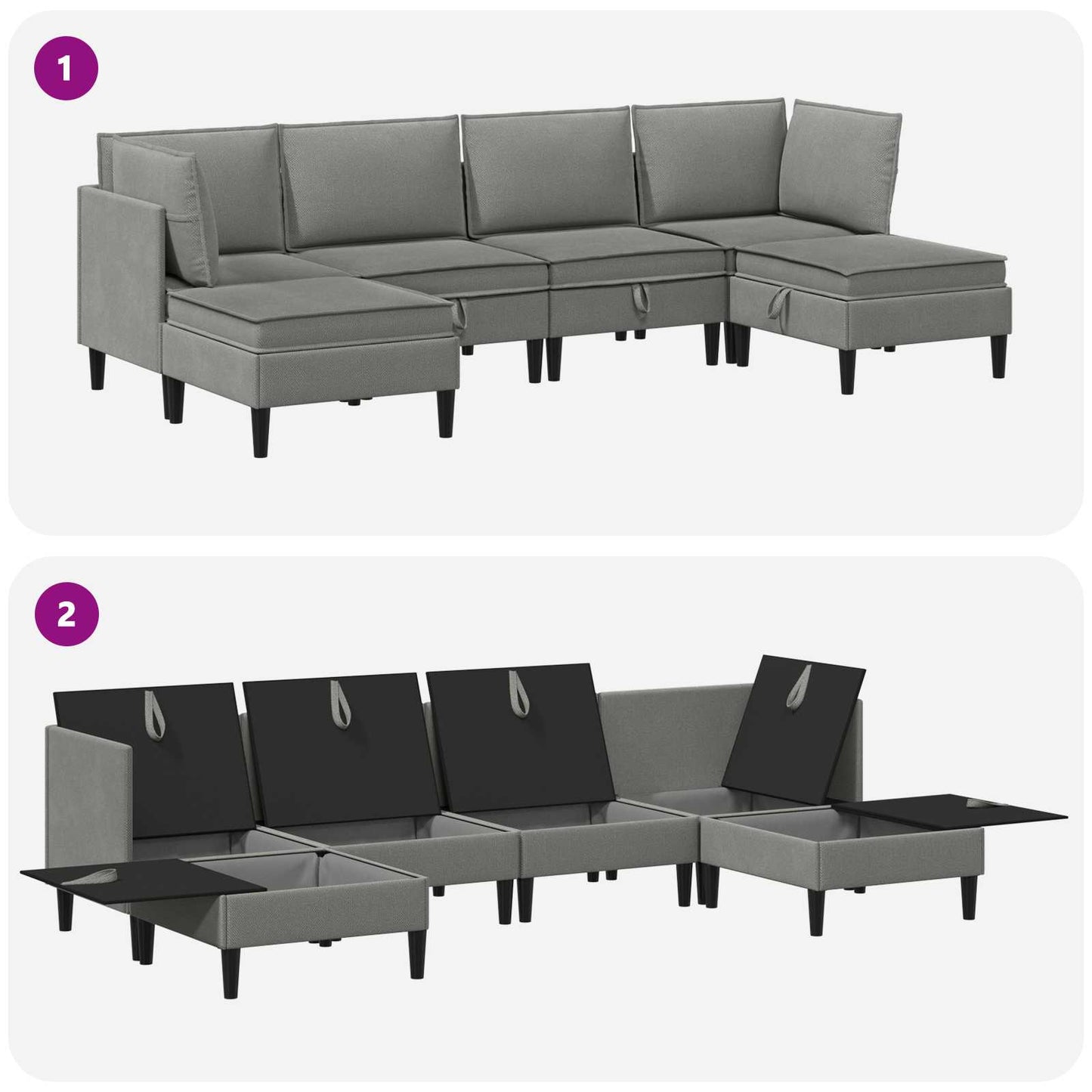 vidaXL Σετ Επίπλων Σαλονιού 6 pcs Σκούρο γκρι Ύφασμα