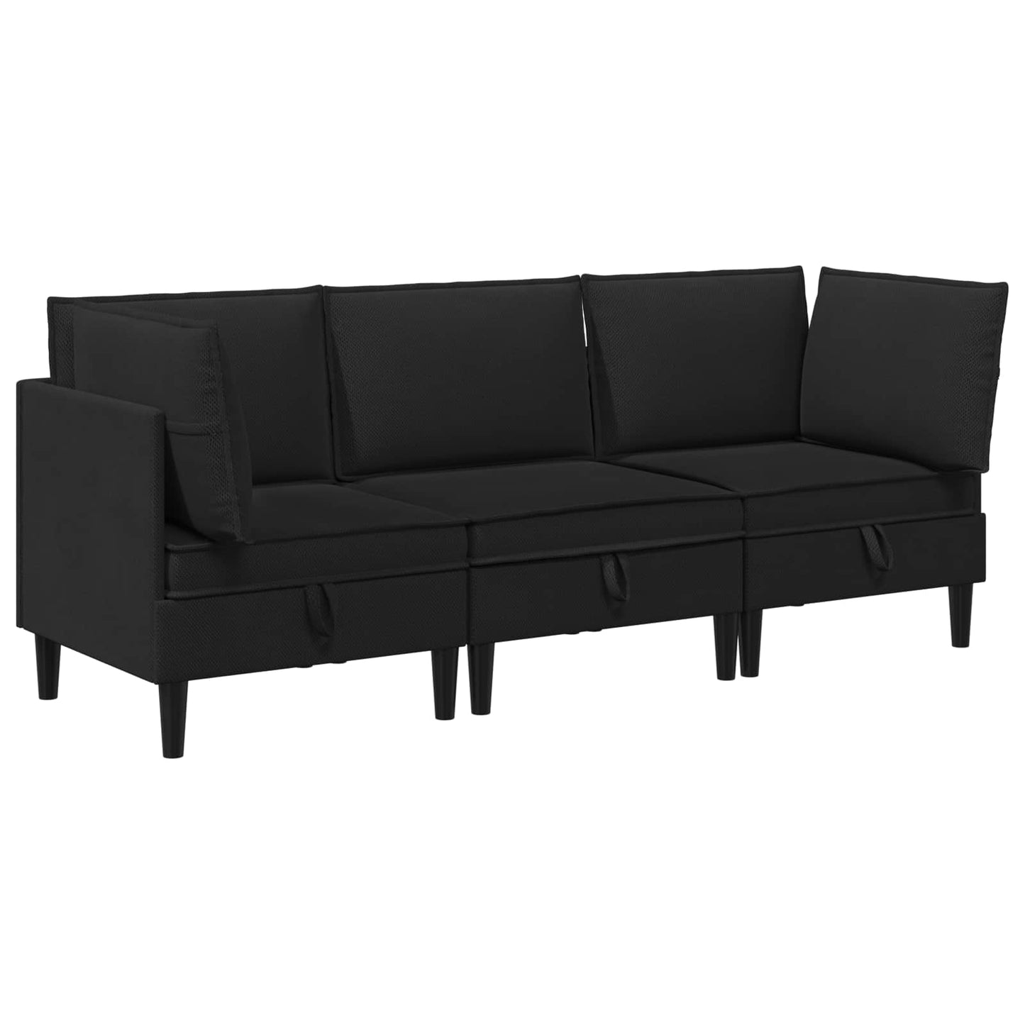 vidaXL Σετ Επίπλων Σαλονιού 3 pcs Μαύρο Ύφασμα