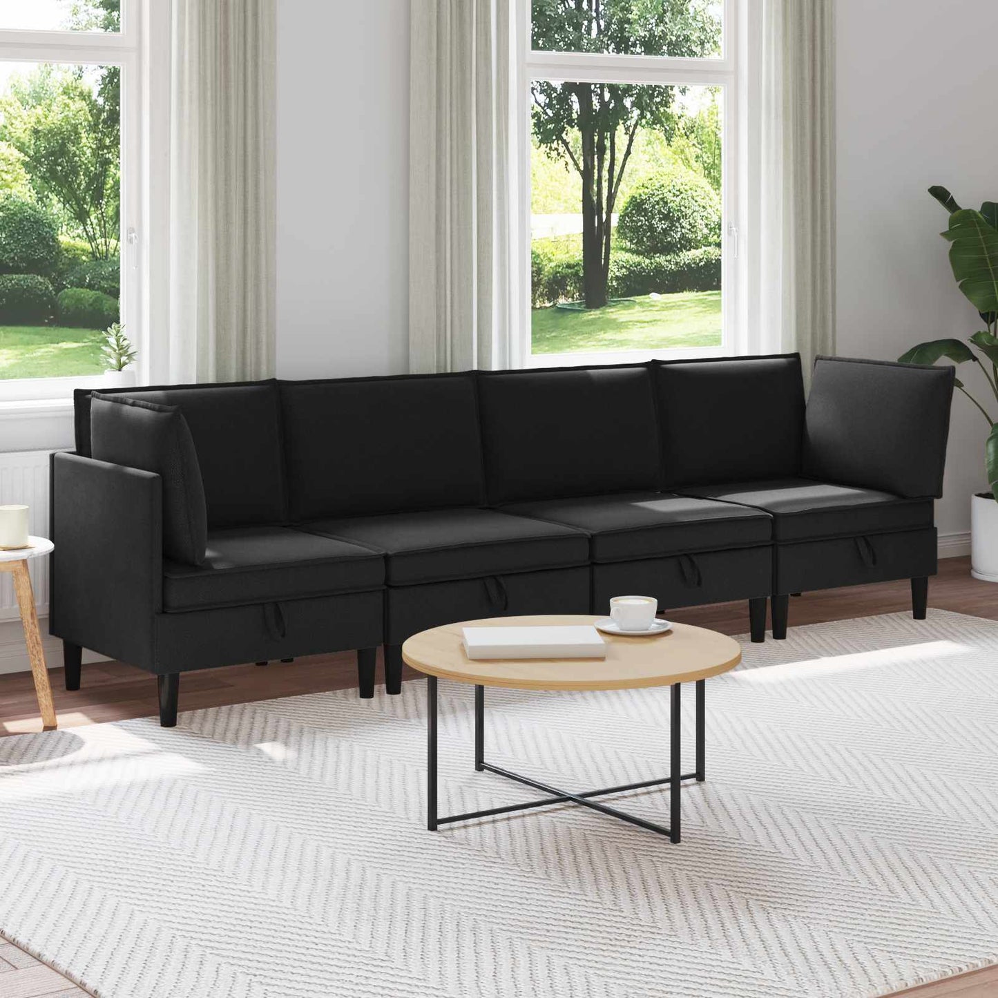 vidaXL Σετ Επίπλων Σαλονιού 4 pcs Μαύρο Ύφασμα