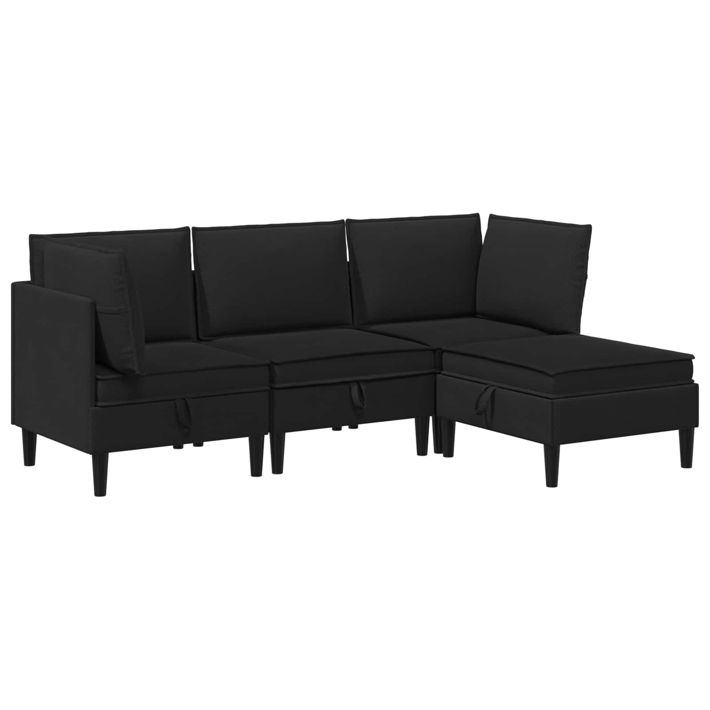 vidaXL Σετ Επίπλων Σαλονιού 4 pcs Μαύρο Ύφασμα