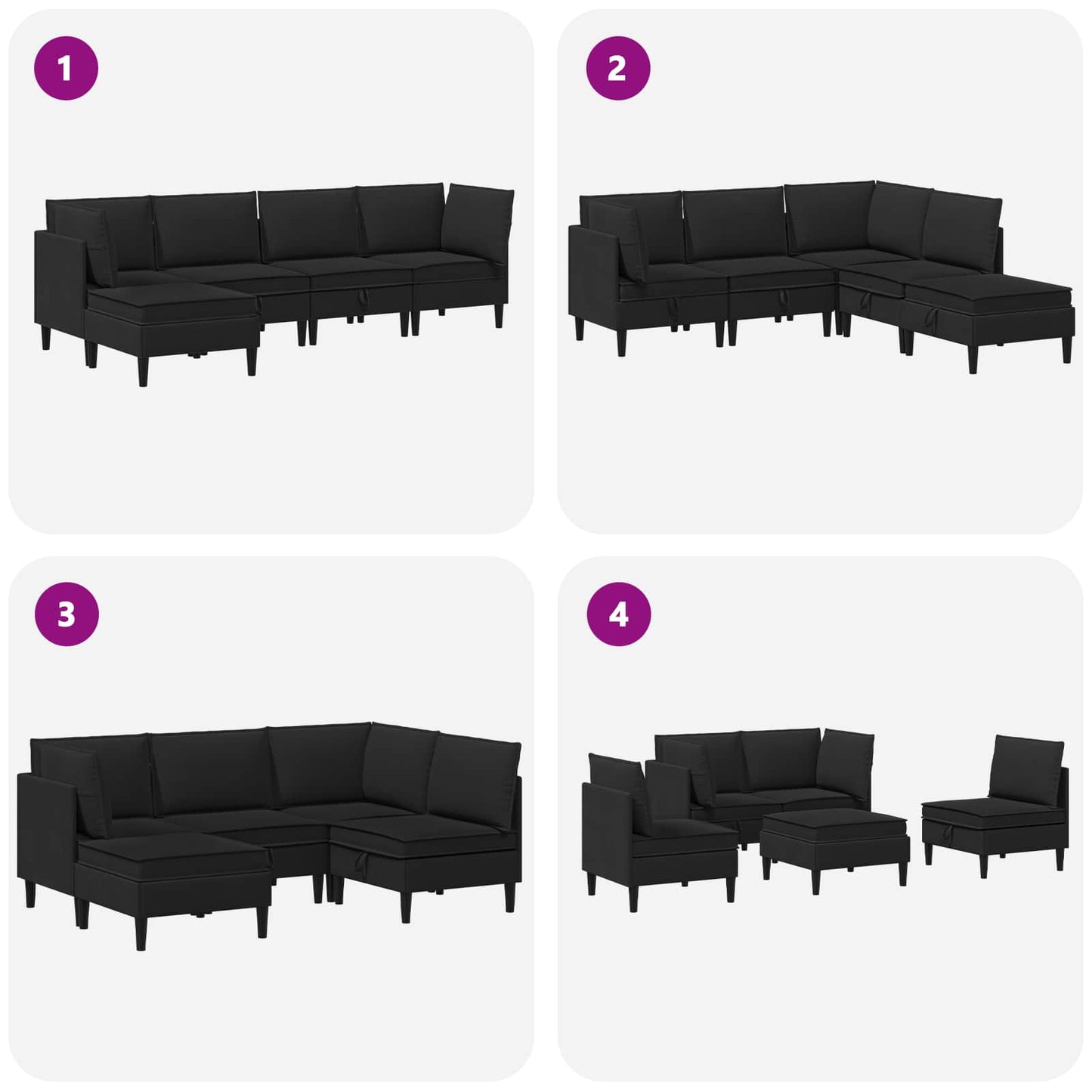 vidaXL Σετ Επίπλων Σαλονιού 5 pcs Μαύρο Ύφασμα