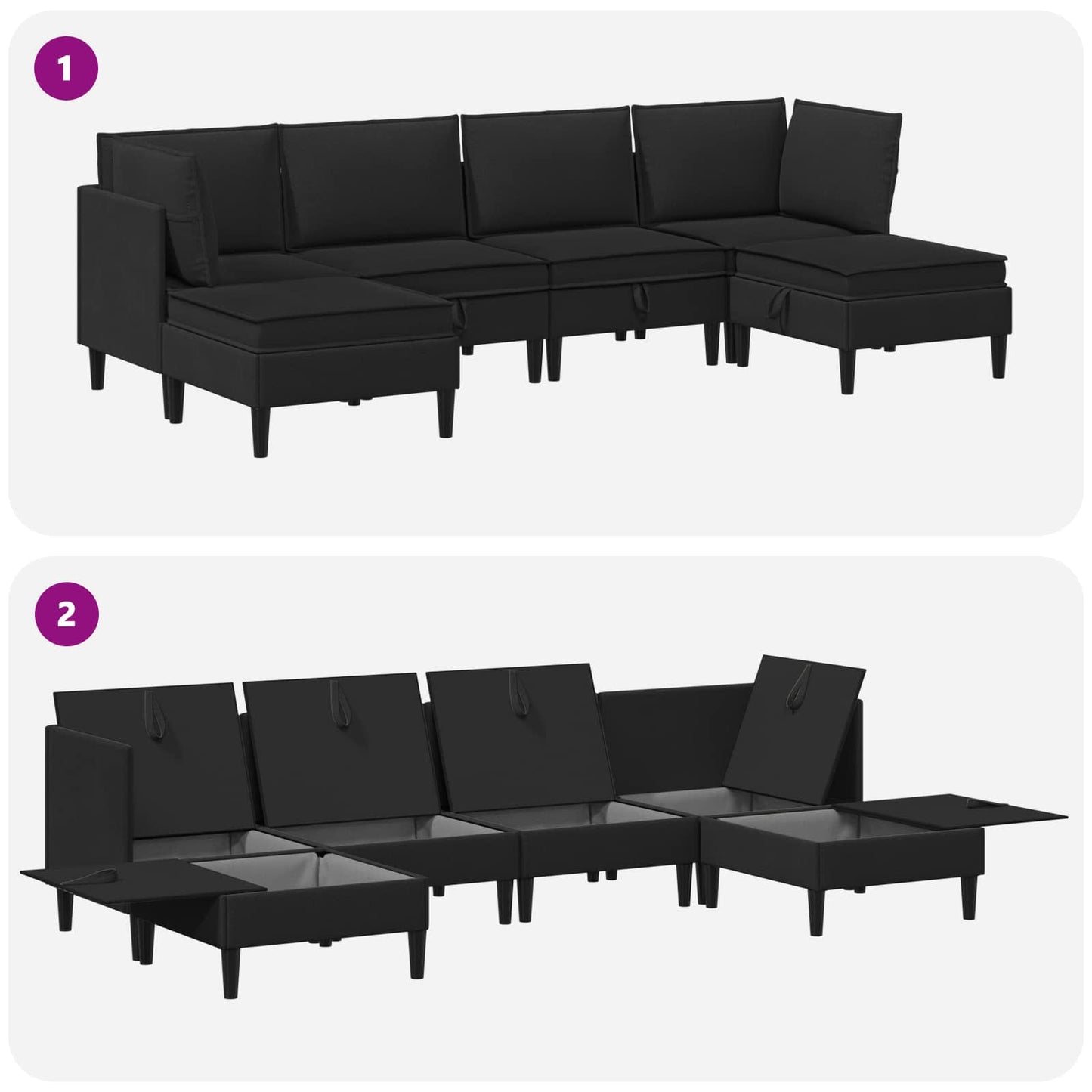 vidaXL Σετ Επίπλων Σαλονιού 6 pcs Μαύρο Ύφασμα