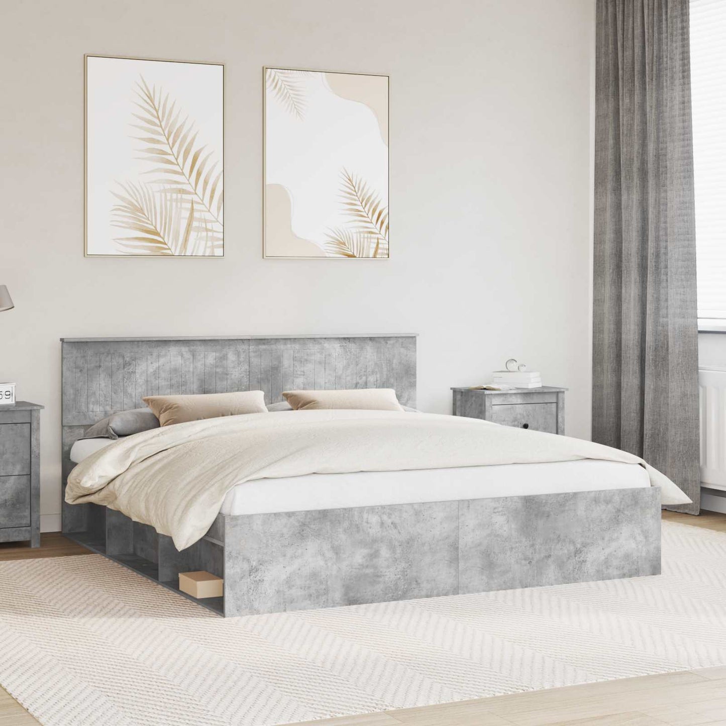 vidaXL Σκελετός Κρεβατιού Σκυρόδεμα 180 x 200 cm Στερεά ξυλεία πεύκου