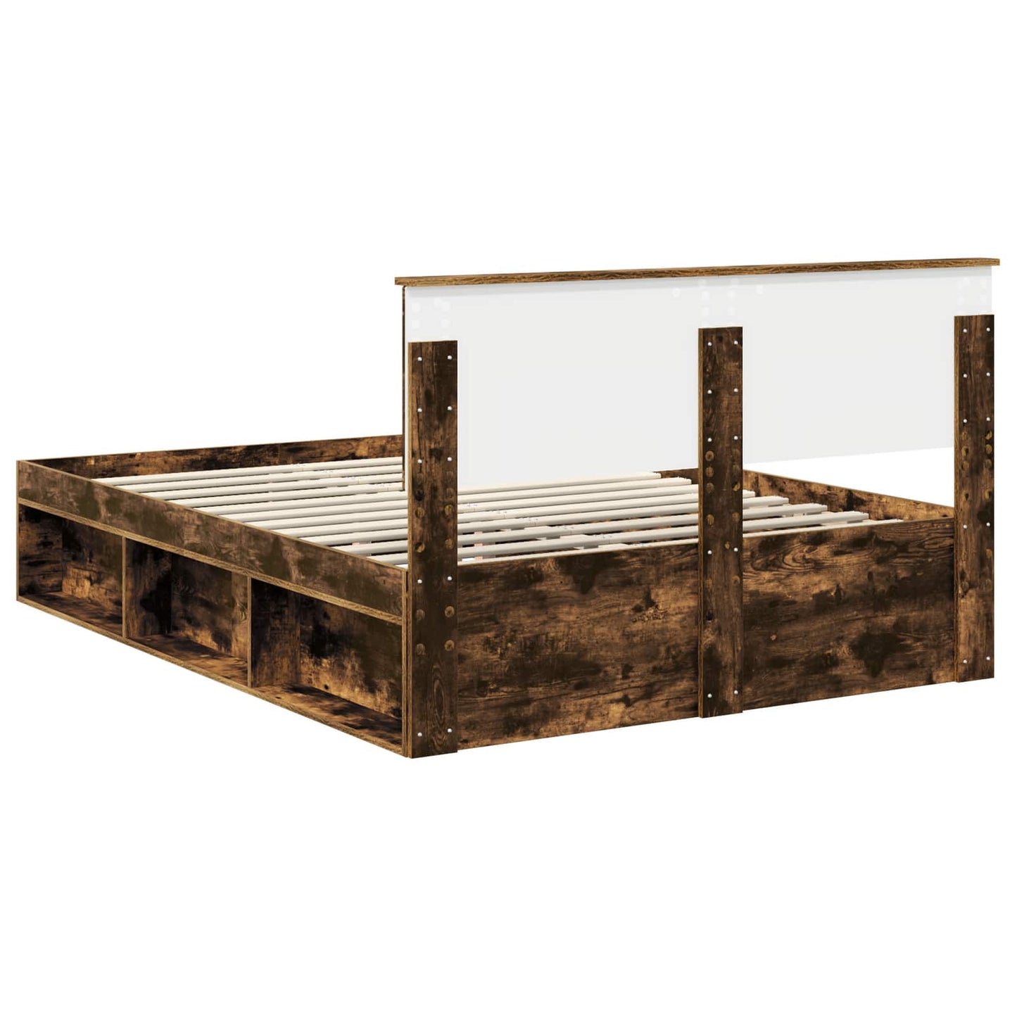 vidaXL Σκελετός Κρεβατιού Καπνιστό Δρύς 140 x 200 cm