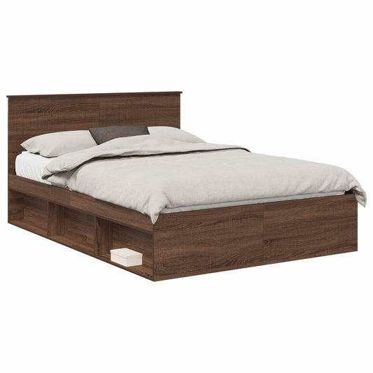 vidaXL Σκελετός Κρεβατιού Καφέ δρυς 140 x 200 cm Στερεά ξυλεία πεύκου