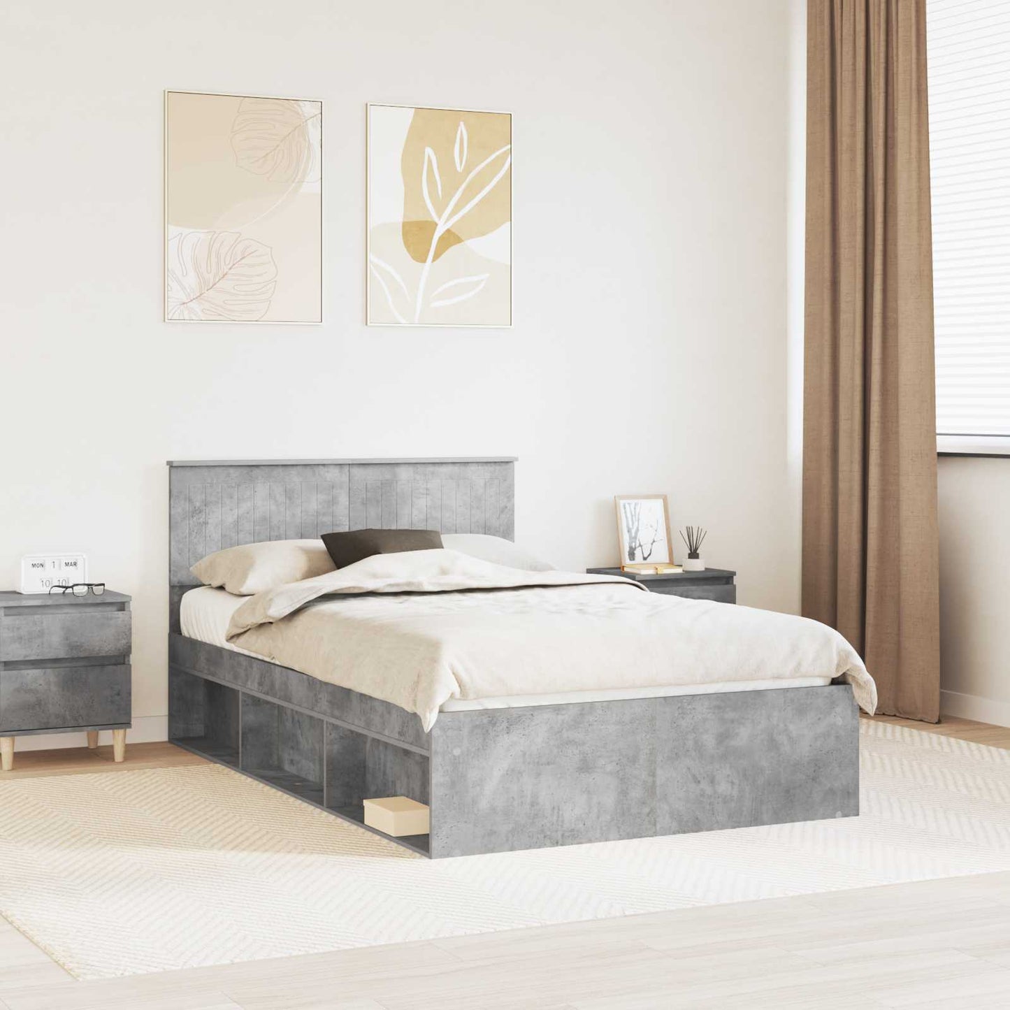 vidaXL Σκελετός Κρεβατιού Σκυρόδεμα 120 x 200 cm Στερεά ξυλεία πεύκου