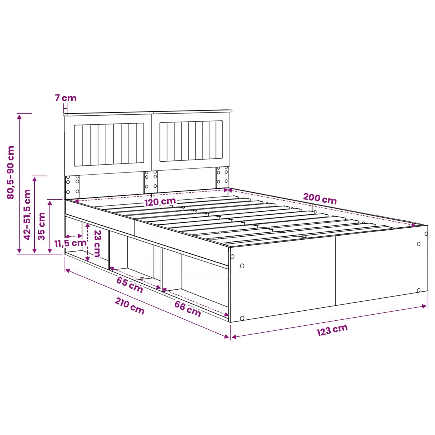 vidaXL Σκελετός Κρεβατιού Παλιό ξύλο 120 x 200 cm Στερεά ξυλεία πεύκου