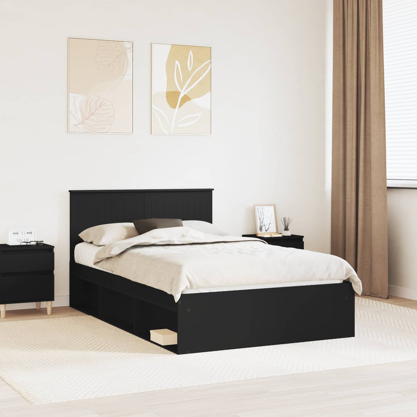 vidaXL Σκελετός Κρεβατιού Μαύρο 120 x 190 cm Στερεά ξυλεία πεύκου