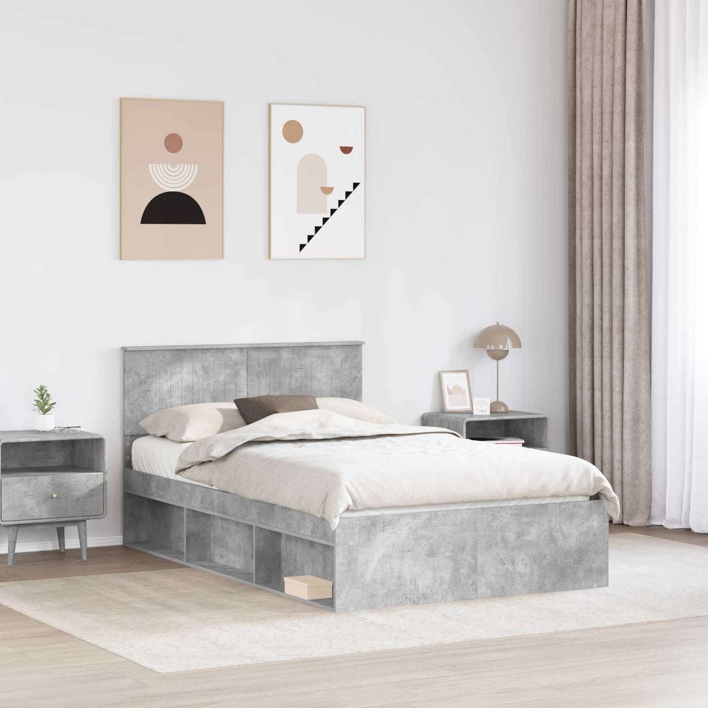 vidaXL Σκελετός Κρεβατιού Σκυρόδεμα 120 x 190 cm Στερεά ξυλεία πεύκου