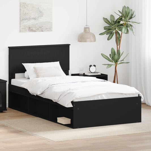 vidaXL Σκελετός Κρεβατιού Μαύρο 100 x 200 cm Στερεά ξυλεία πεύκου