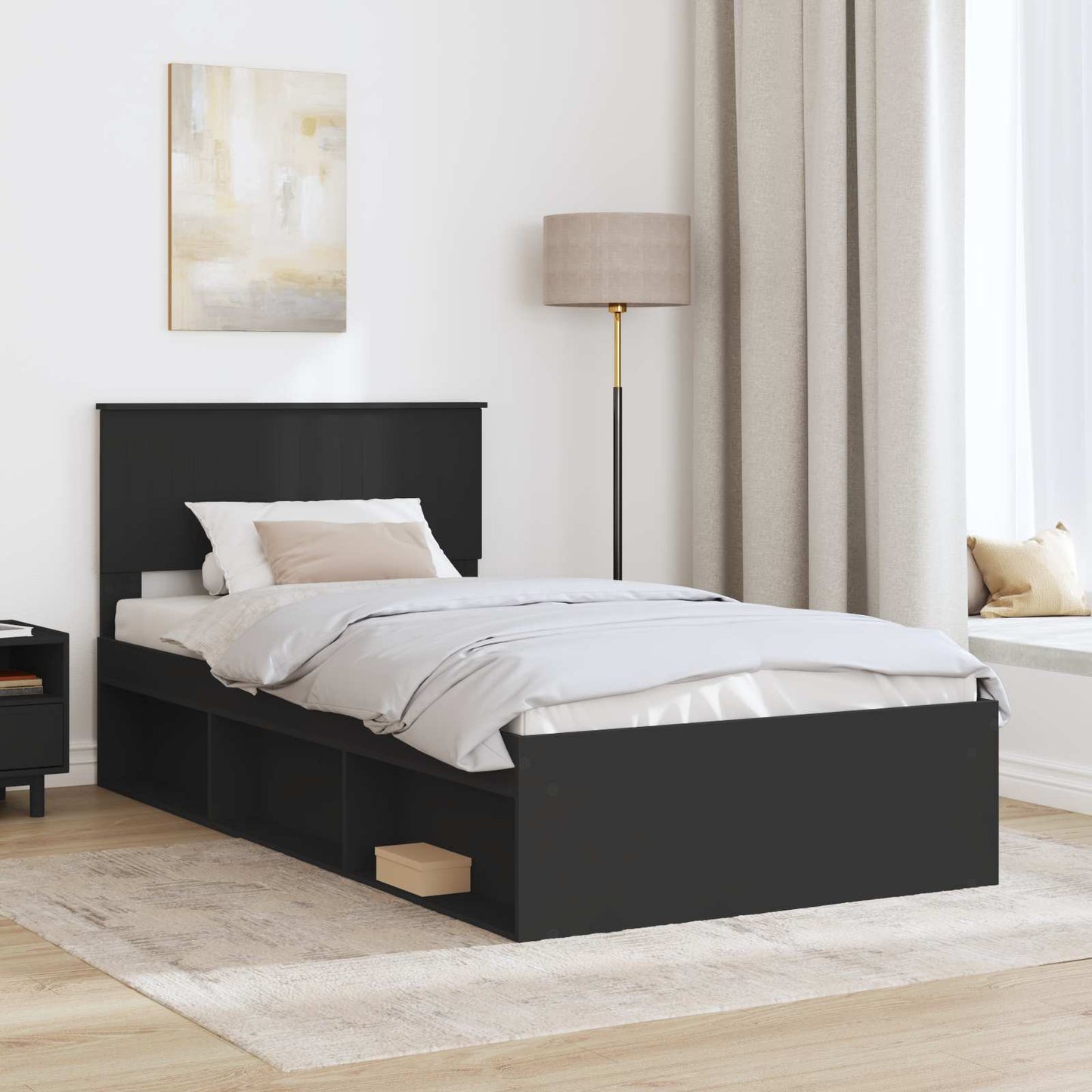 vidaXL Σκελετός Κρεβατιού Μαύρο 100 x 200 cm Στερεά ξυλεία πεύκου