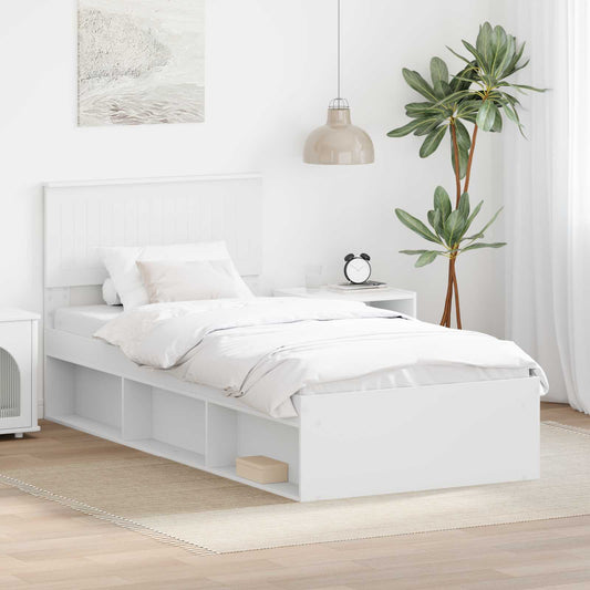 vidaXL Σκελετός Κρεβατιού Λευκό 90 x 200 cm Στερεά ξυλεία πεύκου