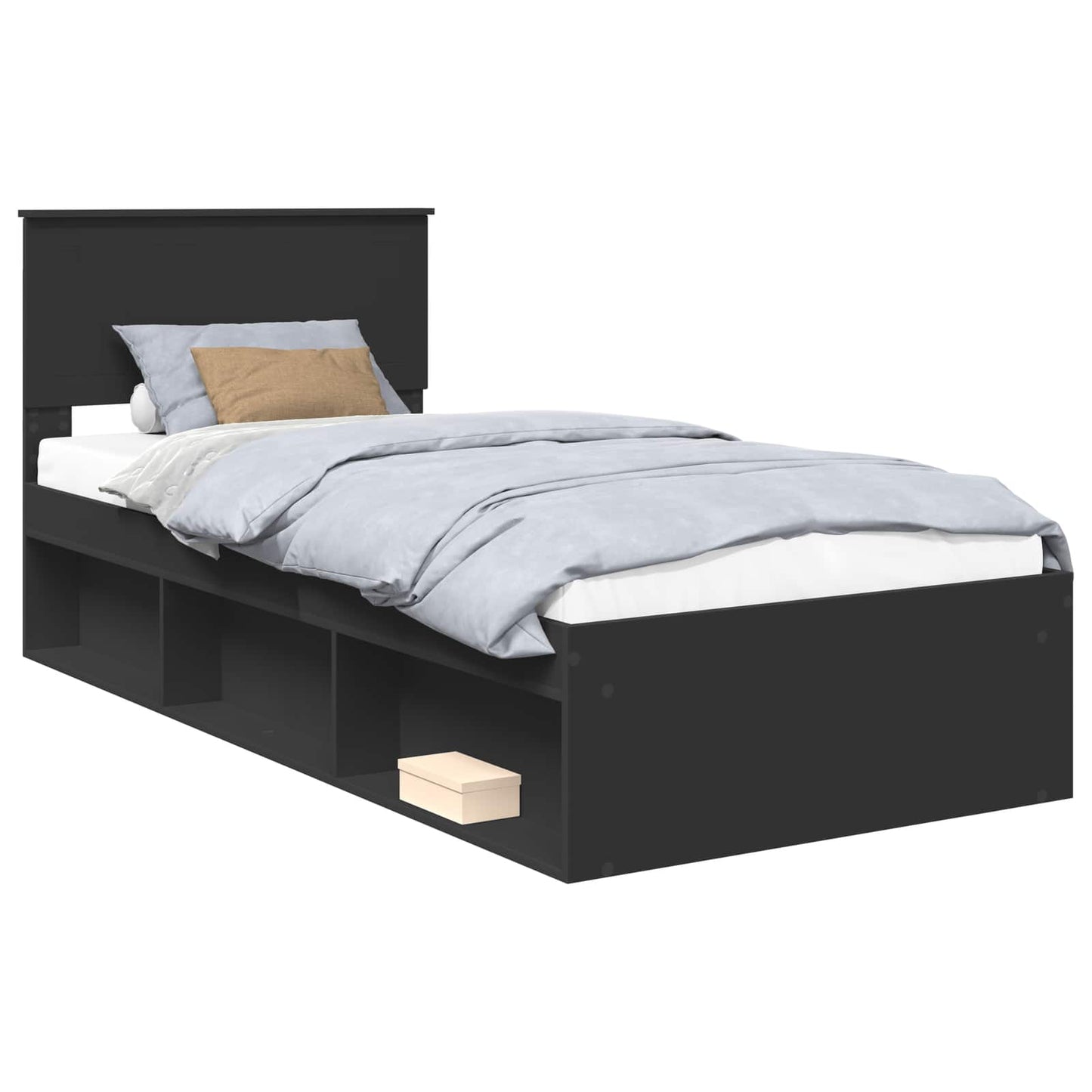 vidaXL Σκελετός Κρεβατιού Μαύρο 90 x 190 cm Στερεά ξυλεία πεύκου