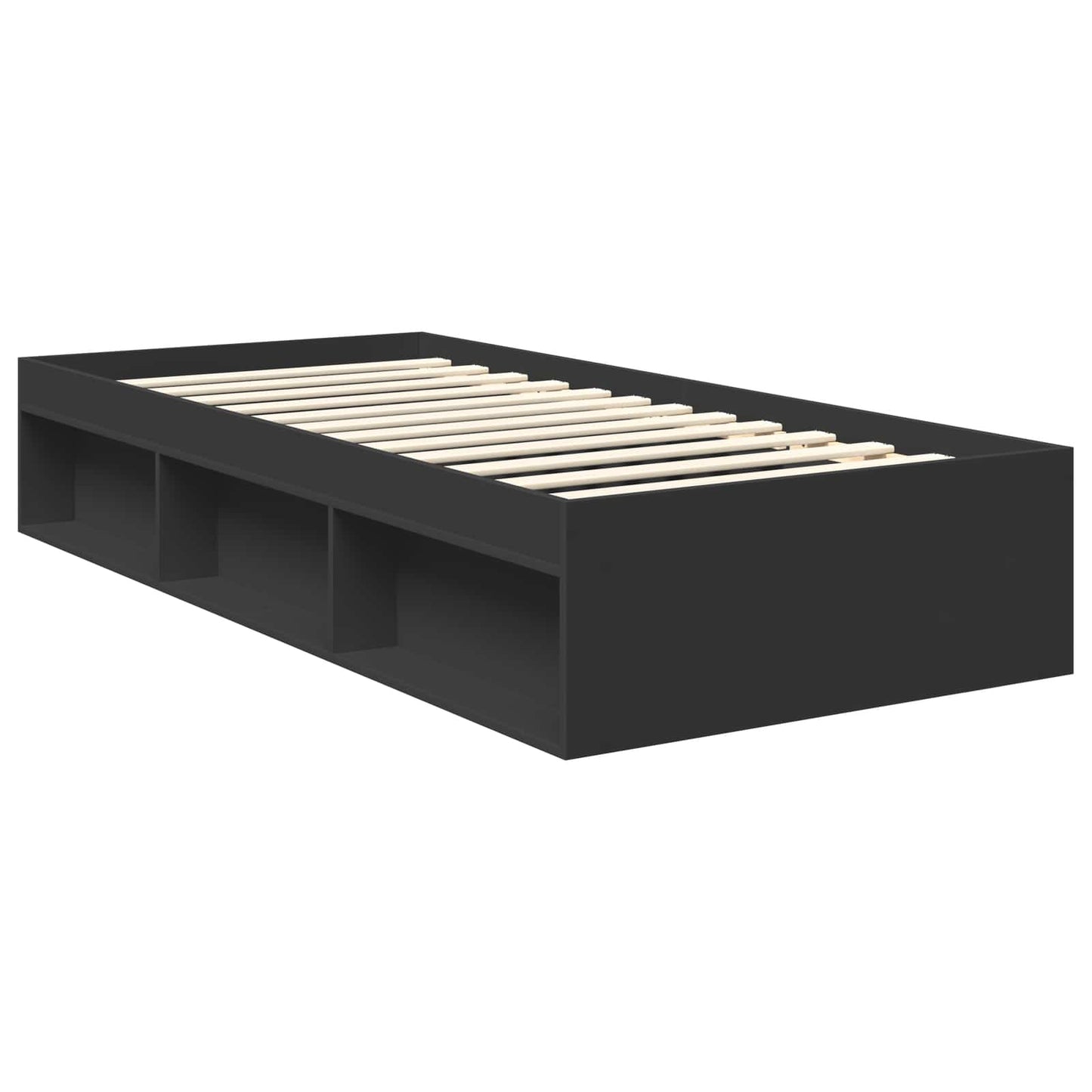 vidaXL Σκελετός Κρεβατιού Μαύρο 90 x 190 cm Στερεά ξυλεία πεύκου
