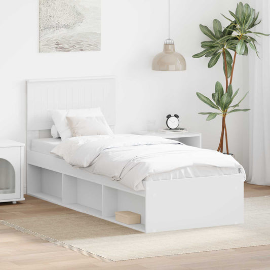 vidaXL Σκελετός Κρεβατιού Λευκό 75 x 190 cm Στερεά ξυλεία πεύκου