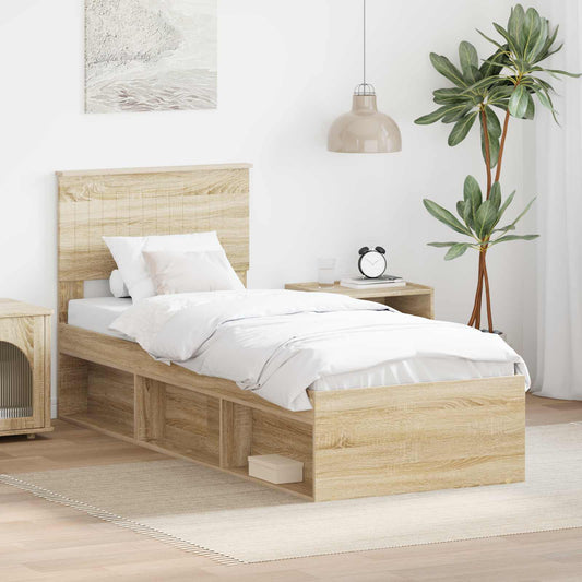 vidaXL Σκελετός Κρεβατιού Δρύς Sonoma 75 x 190 cm Στερεά ξυλεία πεύκου