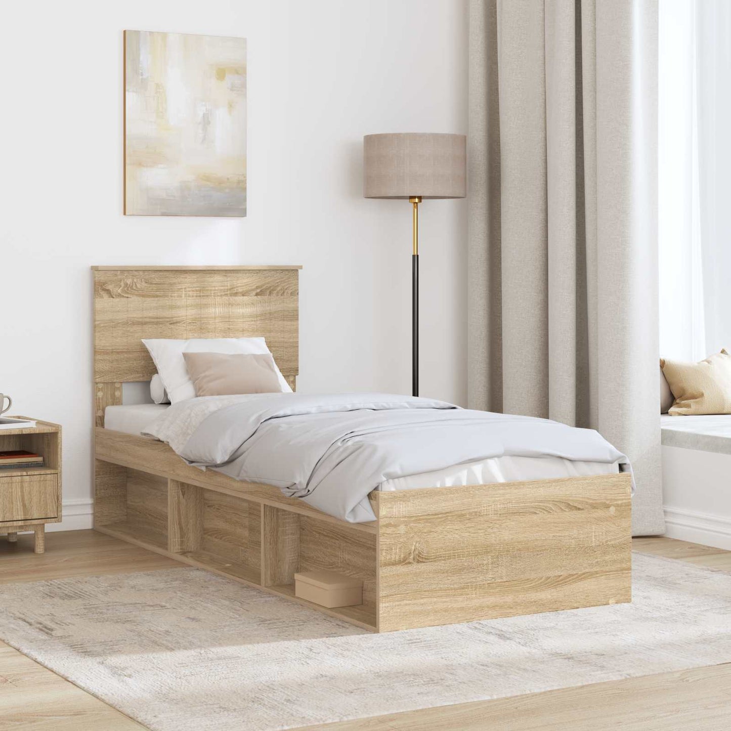 vidaXL Σκελετός Κρεβατιού Δρύς Sonoma 75 x 190 cm Στερεά ξυλεία πεύκου