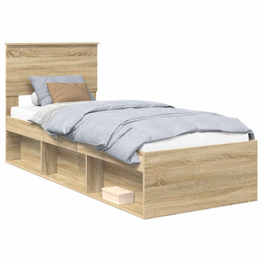 vidaXL Σκελετός Κρεβατιού Δρύς Sonoma 75 x 190 cm Στερεά ξυλεία πεύκου