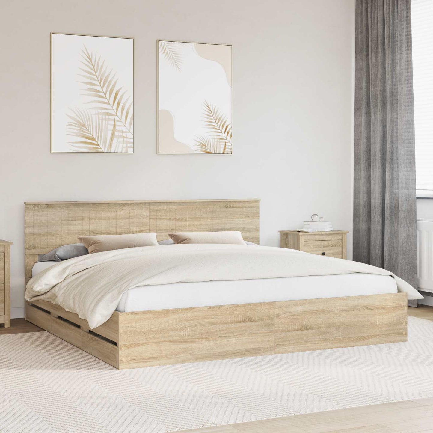 vidaXL Σκελετός Κρεβατιού Δρύς Sonoma 200 x 200 cm Μηχανήματος Ξύλο