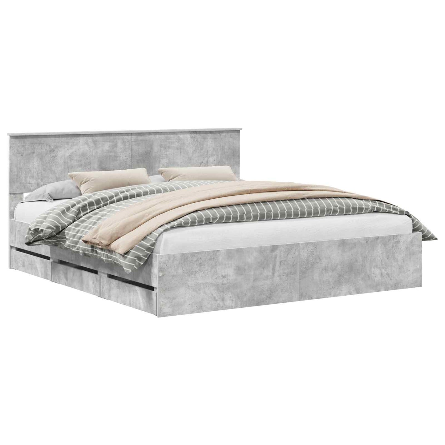 vidaXL Σκελετός Κρεβατιού Σκυρόδεμα Γκρι 180 x 200 cm Μηχανήματος Ξύλο