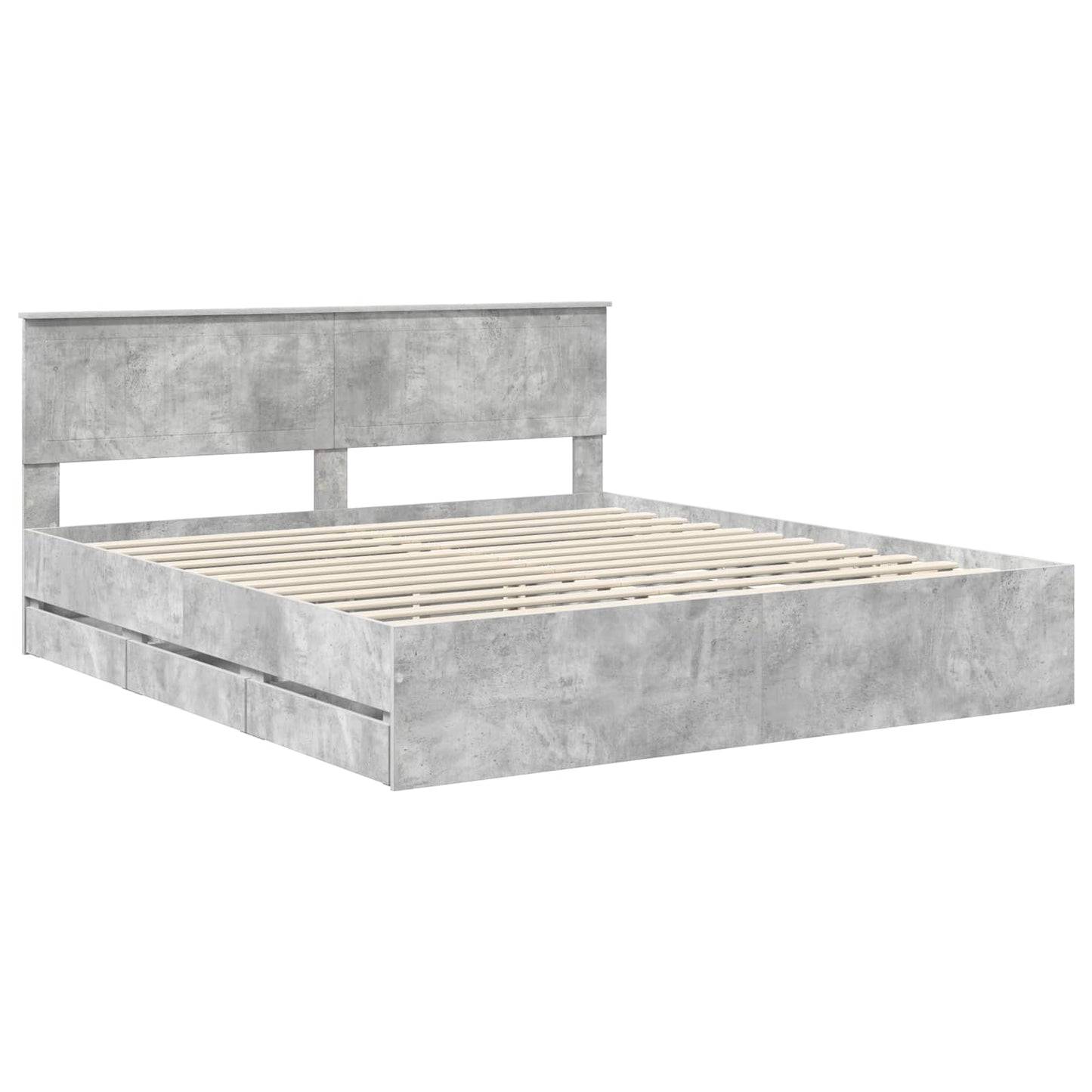 vidaXL Σκελετός Κρεβατιού Σκυρόδεμα Γκρι 180 x 200 cm Μηχανήματος Ξύλο