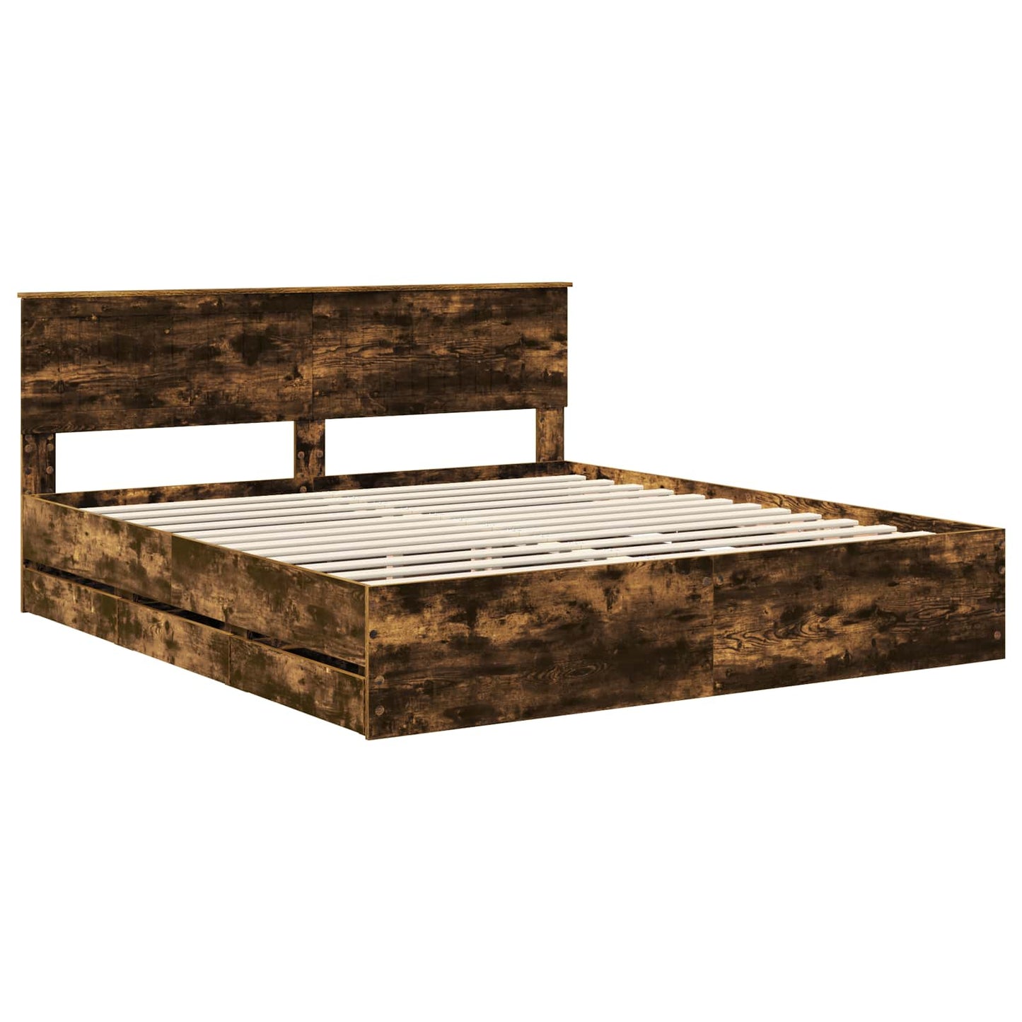 vidaXL Σκελετός Κρεβατιού Καπνιστό Δρύς 180 x 200 cm Μηχανήματος Ξύλο
