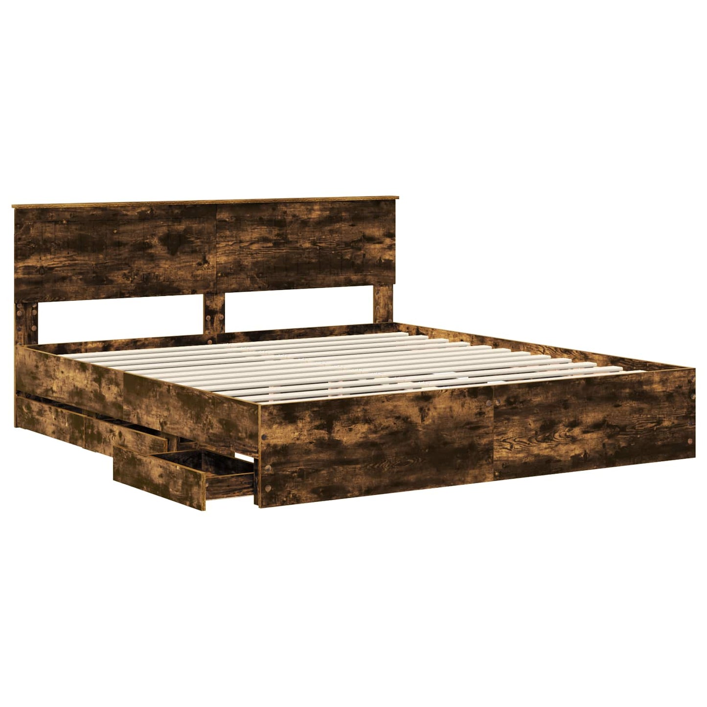 vidaXL Σκελετός Κρεβατιού Καπνιστό Δρύς 180 x 200 cm Μηχανήματος Ξύλο
