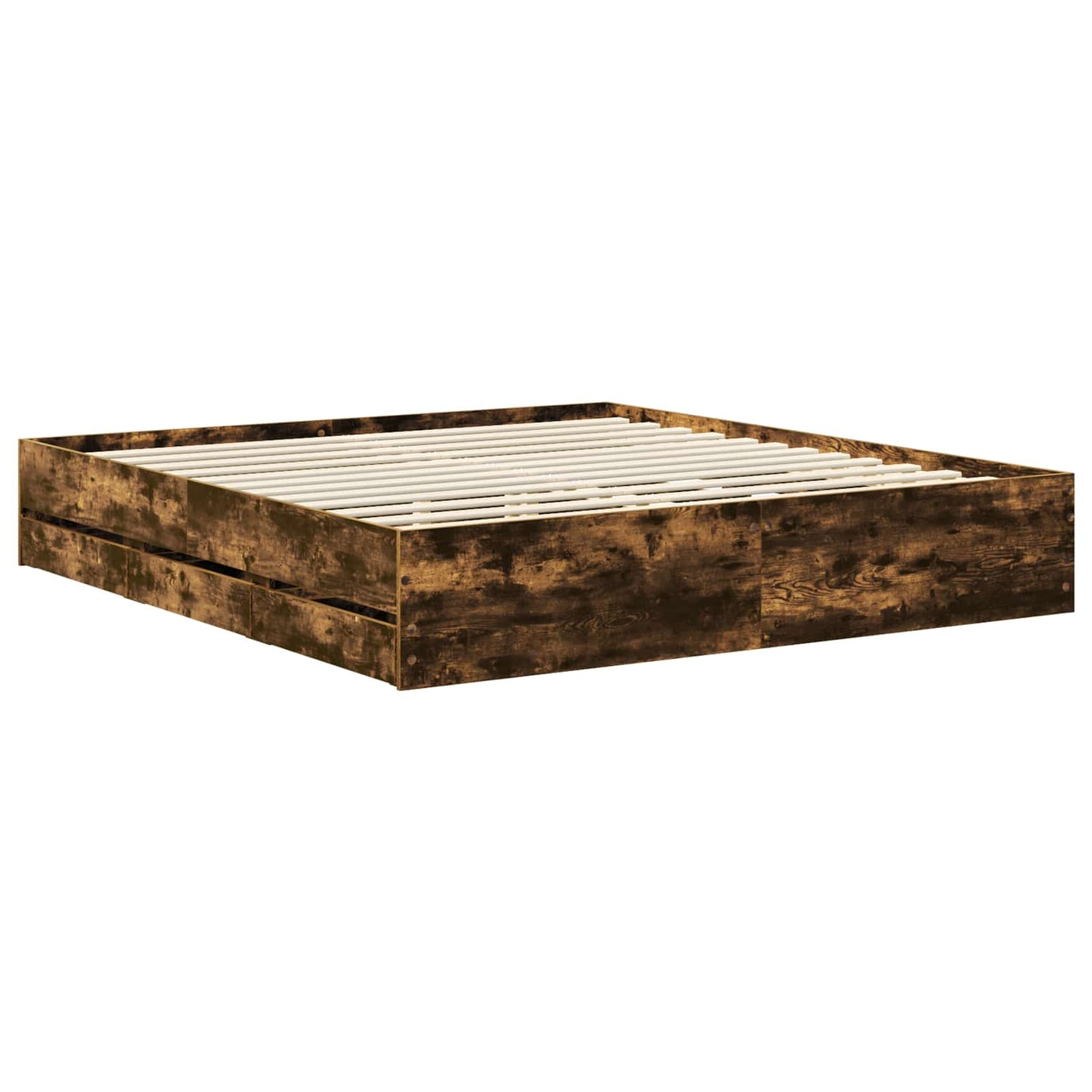 vidaXL Σκελετός Κρεβατιού Καπνιστό Δρύς 180 x 200 cm Μηχανήματος Ξύλο