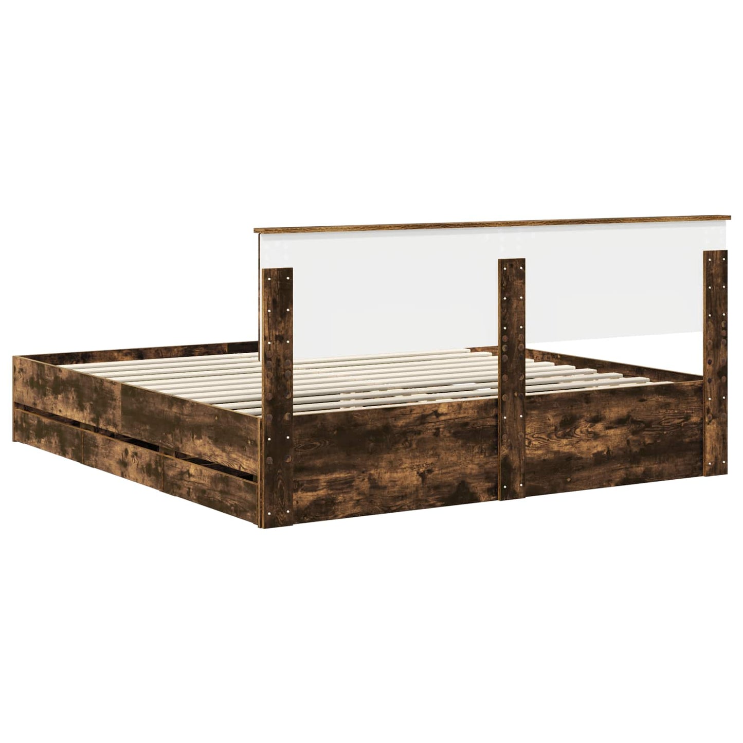 vidaXL Σκελετός Κρεβατιού Καπνιστό Δρύς 180 x 200 cm Μηχανήματος Ξύλο