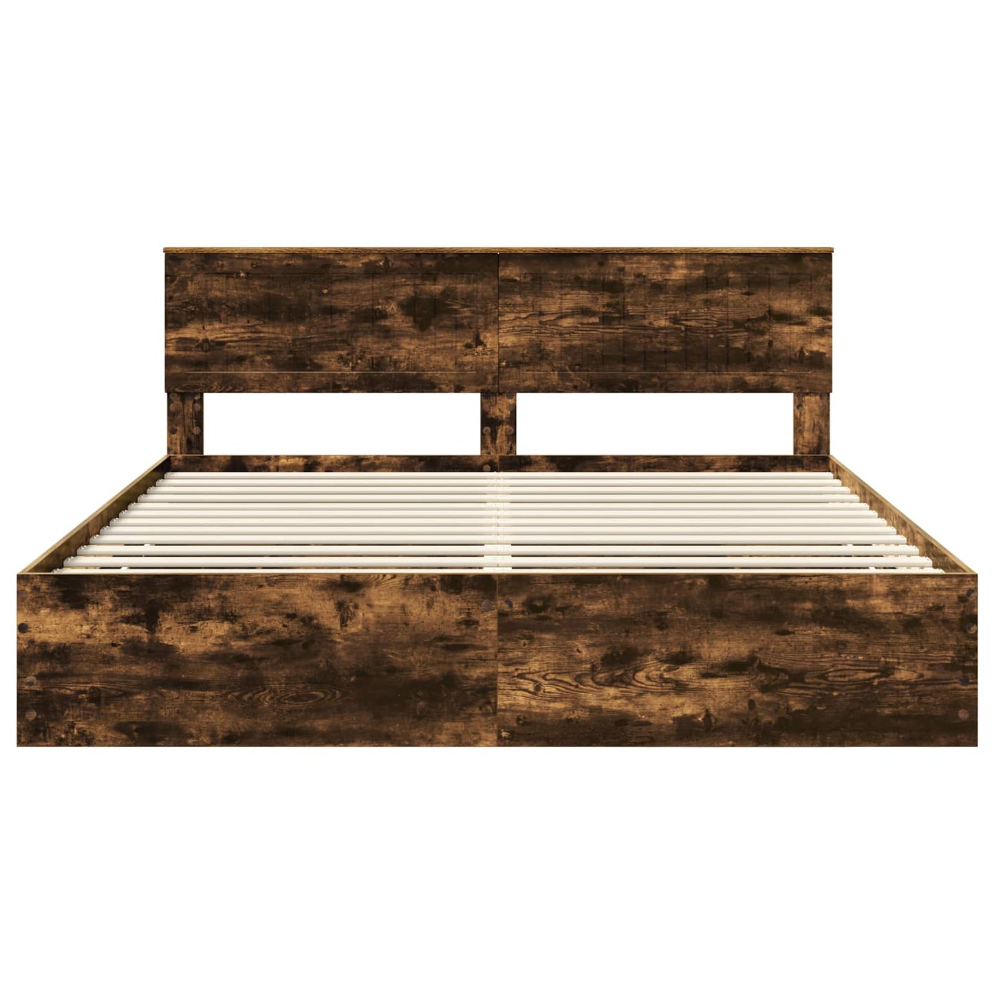 vidaXL Σκελετός Κρεβατιού Καπνιστό Δρύς 180 x 200 cm Μηχανήματος Ξύλο