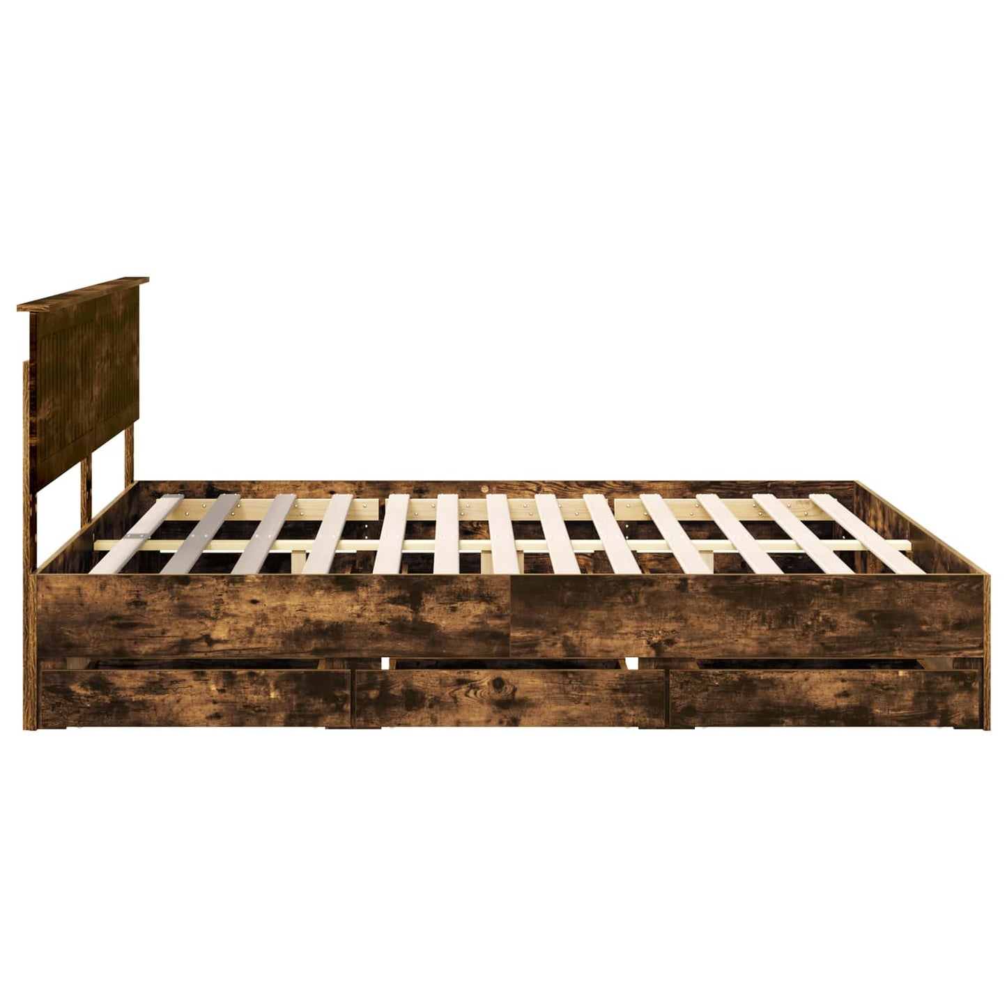 vidaXL Σκελετός Κρεβατιού Καπνιστό Δρύς 180 x 200 cm Μηχανήματος Ξύλο