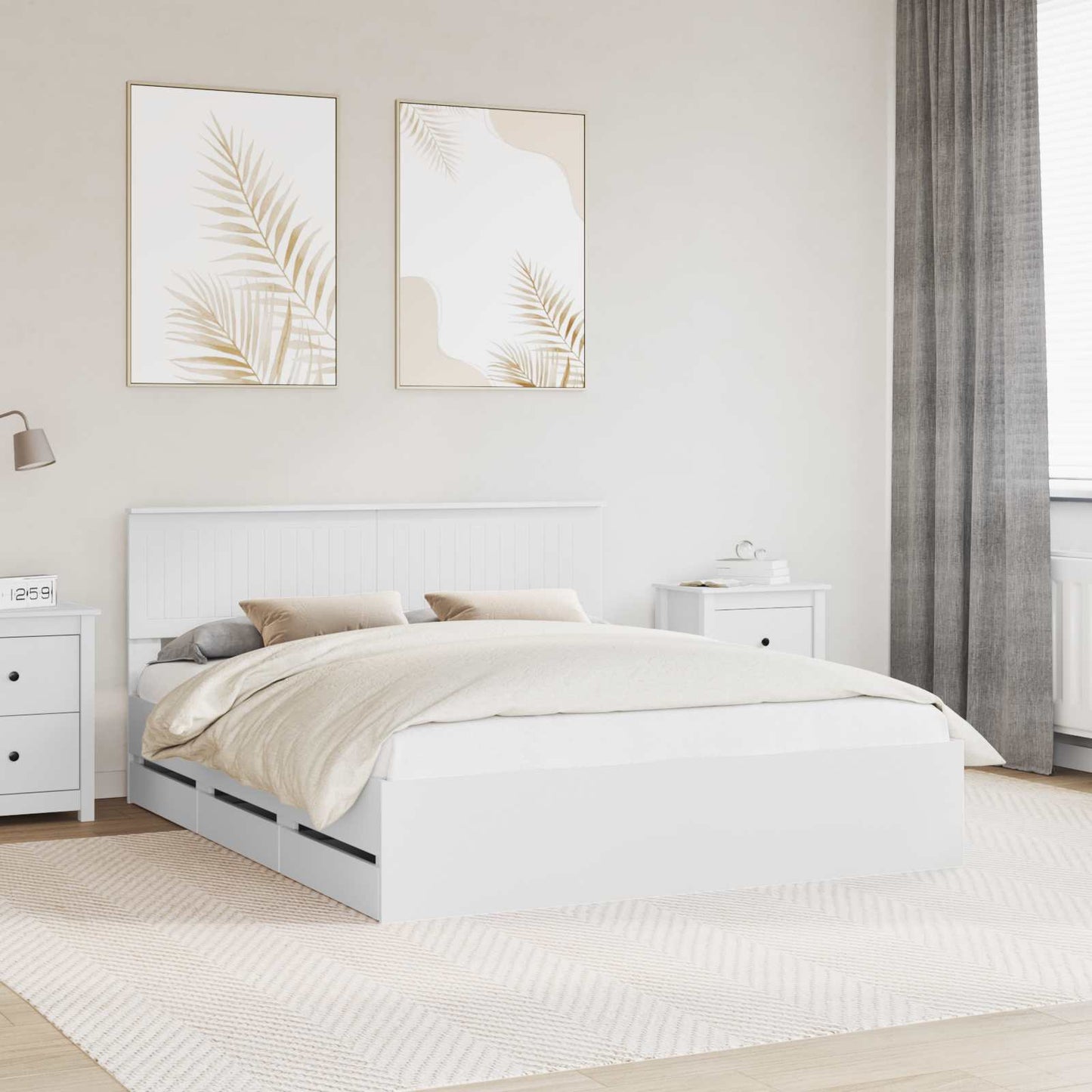 vidaXL Σκελετός Κρεβατιού Λευκό 160 x 200 cm Μηχανήματος Ξύλο