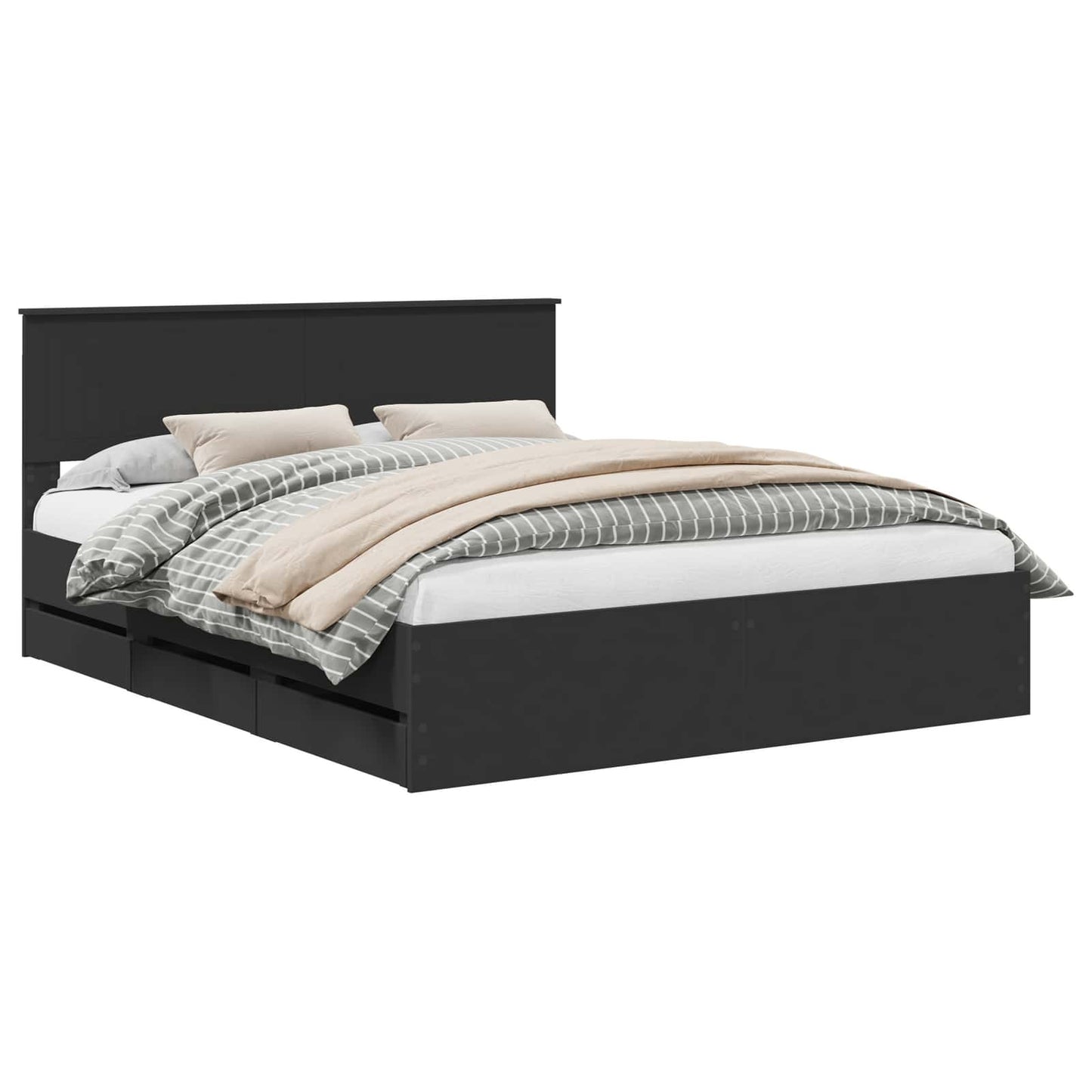 vidaXL Σκελετός Κρεβατιού Μαύρο 160 x 200 cm Μηχανήματος Ξύλο