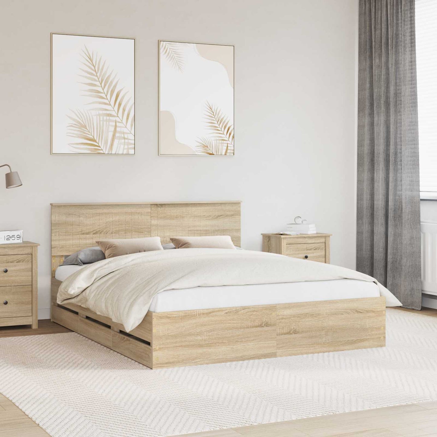 vidaXL Σκελετός Κρεβατιού Δρύς Sonoma 160 x 200 cm Μηχανήματος Ξύλο