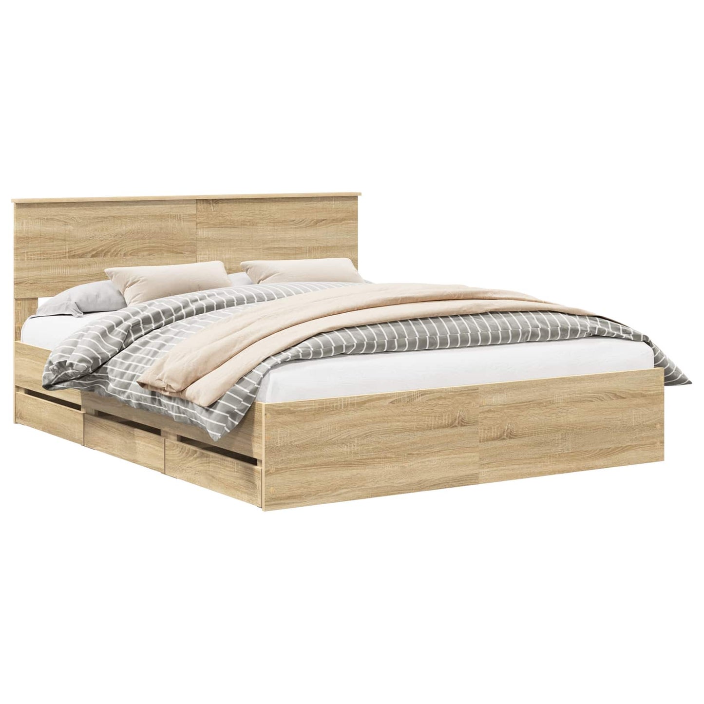 vidaXL Σκελετός Κρεβατιού Δρύς Sonoma 160 x 200 cm Μηχανήματος Ξύλο