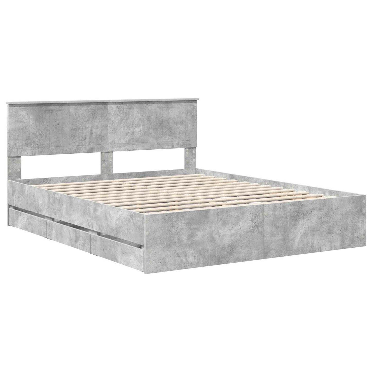 vidaXL Σκελετός Κρεβατιού Σκυρόδεμα Γκρι 160 x 200 cm Μηχανήματος Ξύλο