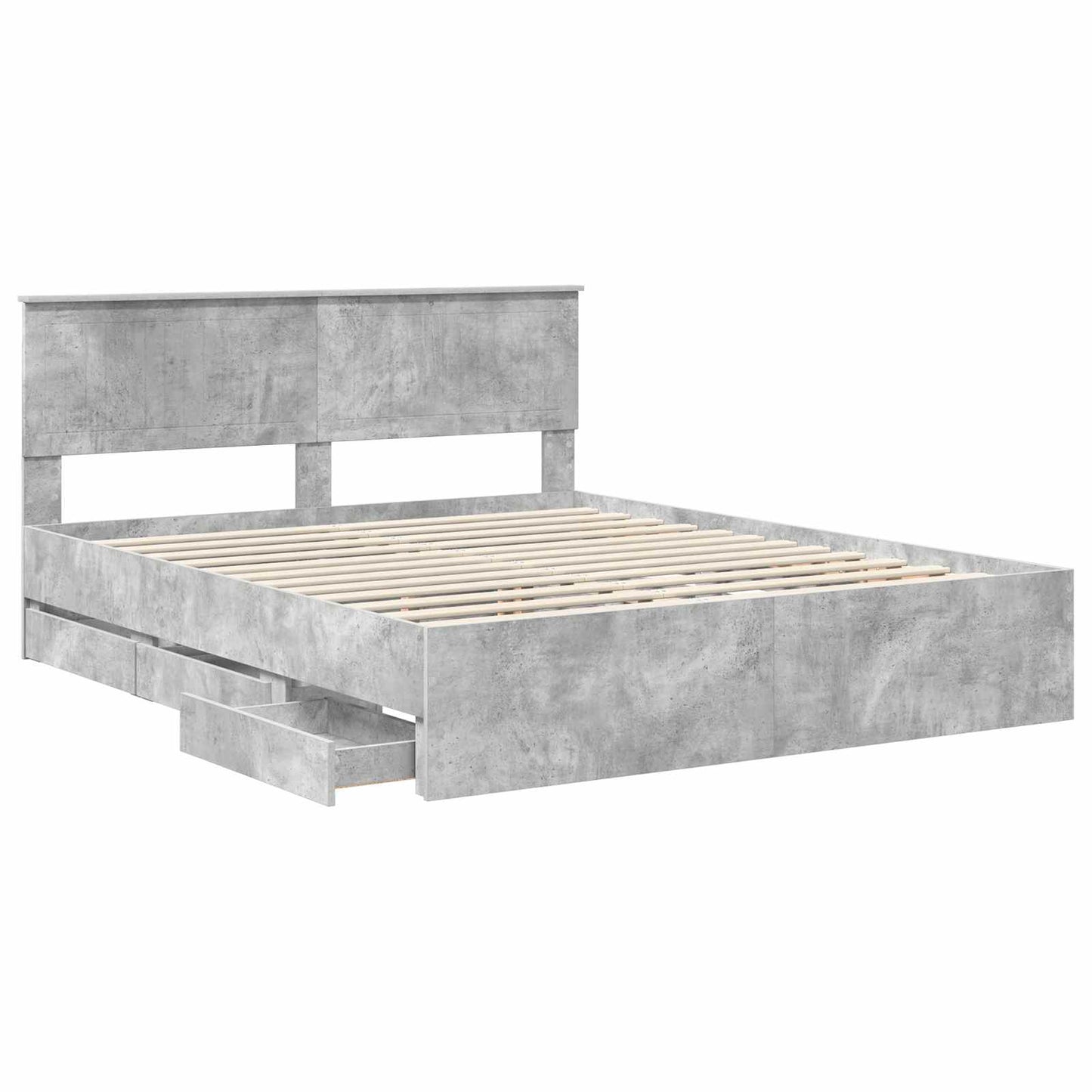 vidaXL Σκελετός Κρεβατιού Σκυρόδεμα Γκρι 160 x 200 cm Μηχανήματος Ξύλο