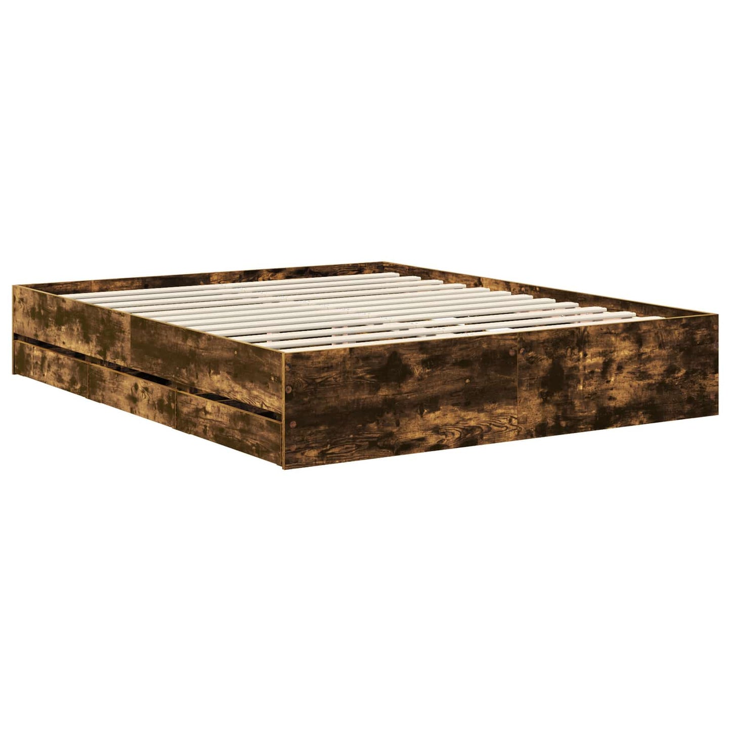 vidaXL Σκελετός Κρεβατιού Καπνιστό Δρύς 160 x 200 cm Μηχανήματος Ξύλο